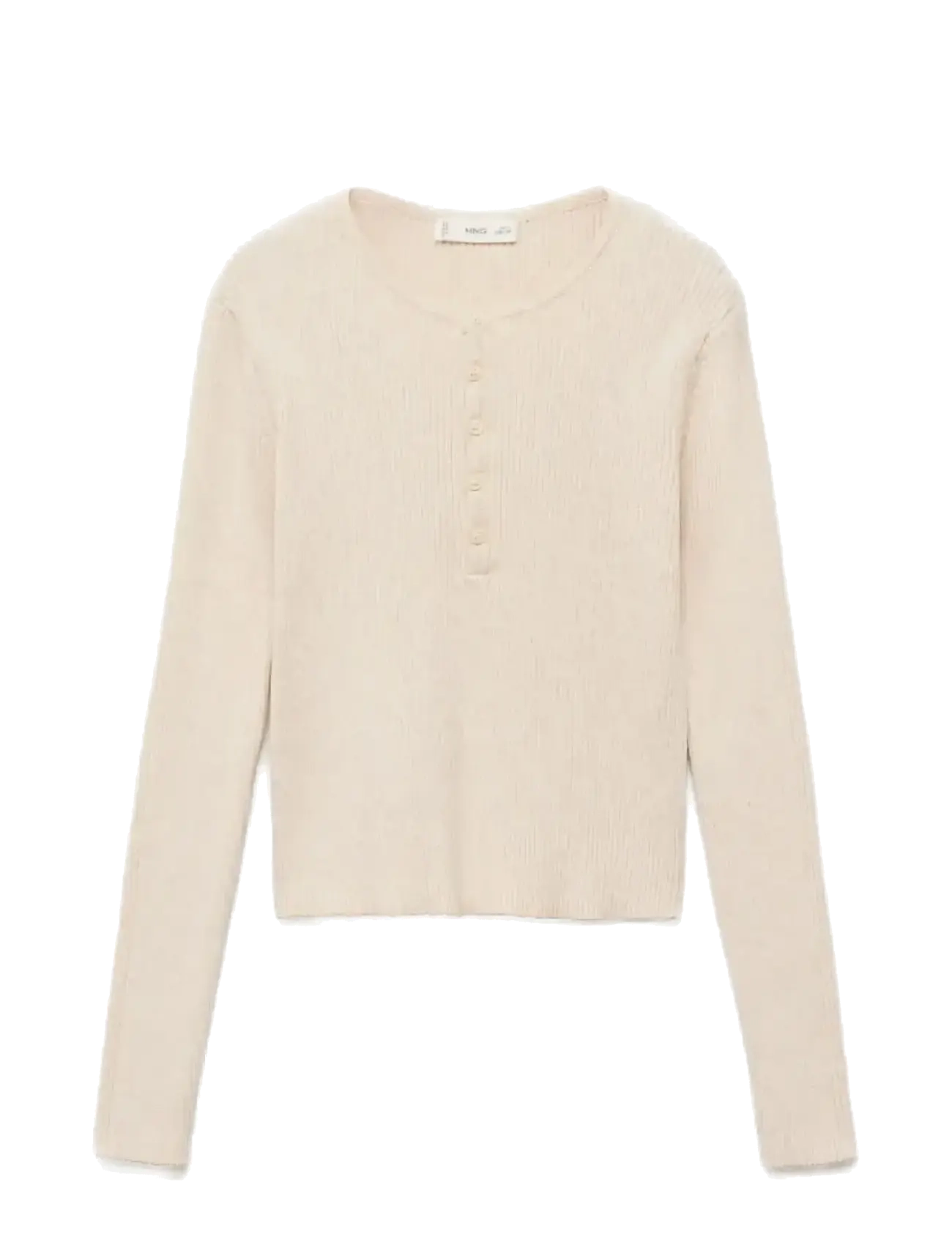 Mango Ribbed Sweater With Buttons, 5-6, Knitwear, Creme - Jumpers, Kinder