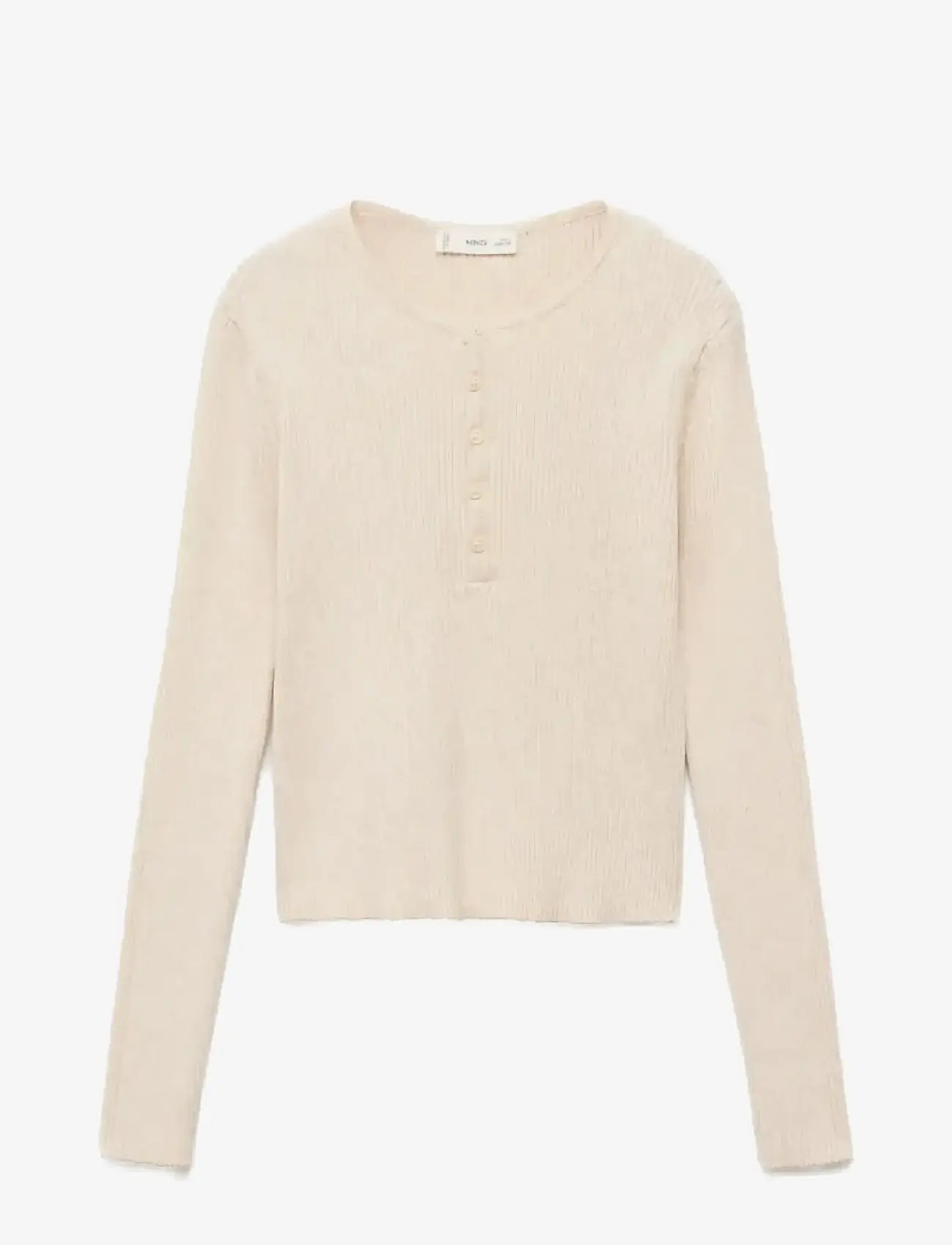 Mango - Ribbed sweater with buttons - pullover - light beige - 0