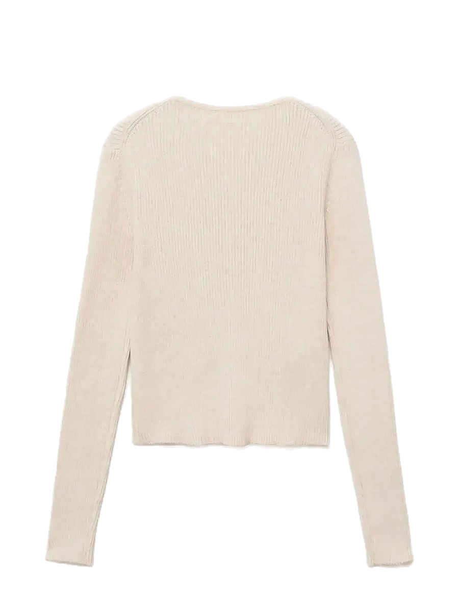 Mango - Ribbed sweater with buttons - trøjer - light beige - 1