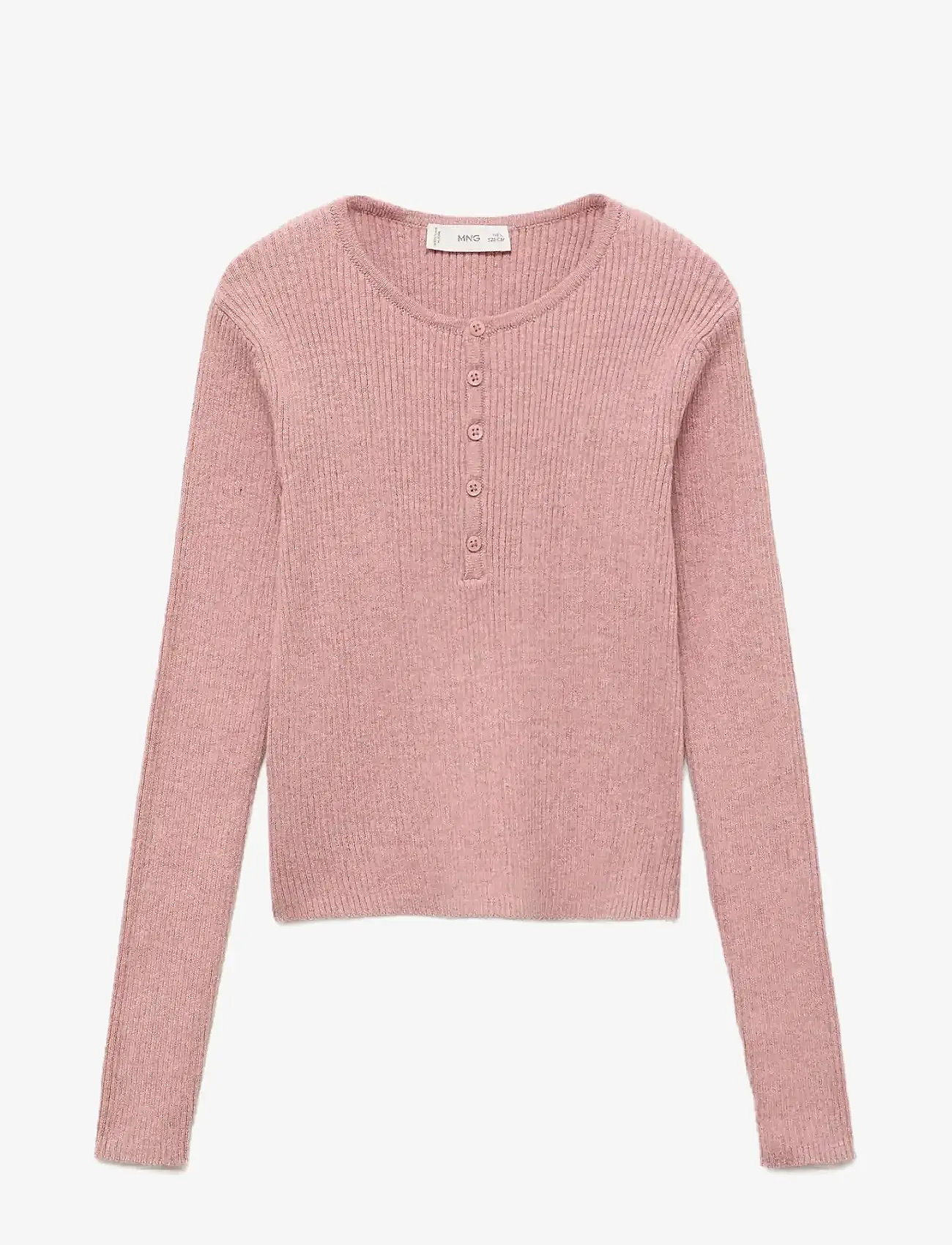 Mango - Ribbed sweater with buttons - höstkläder - pink - 0