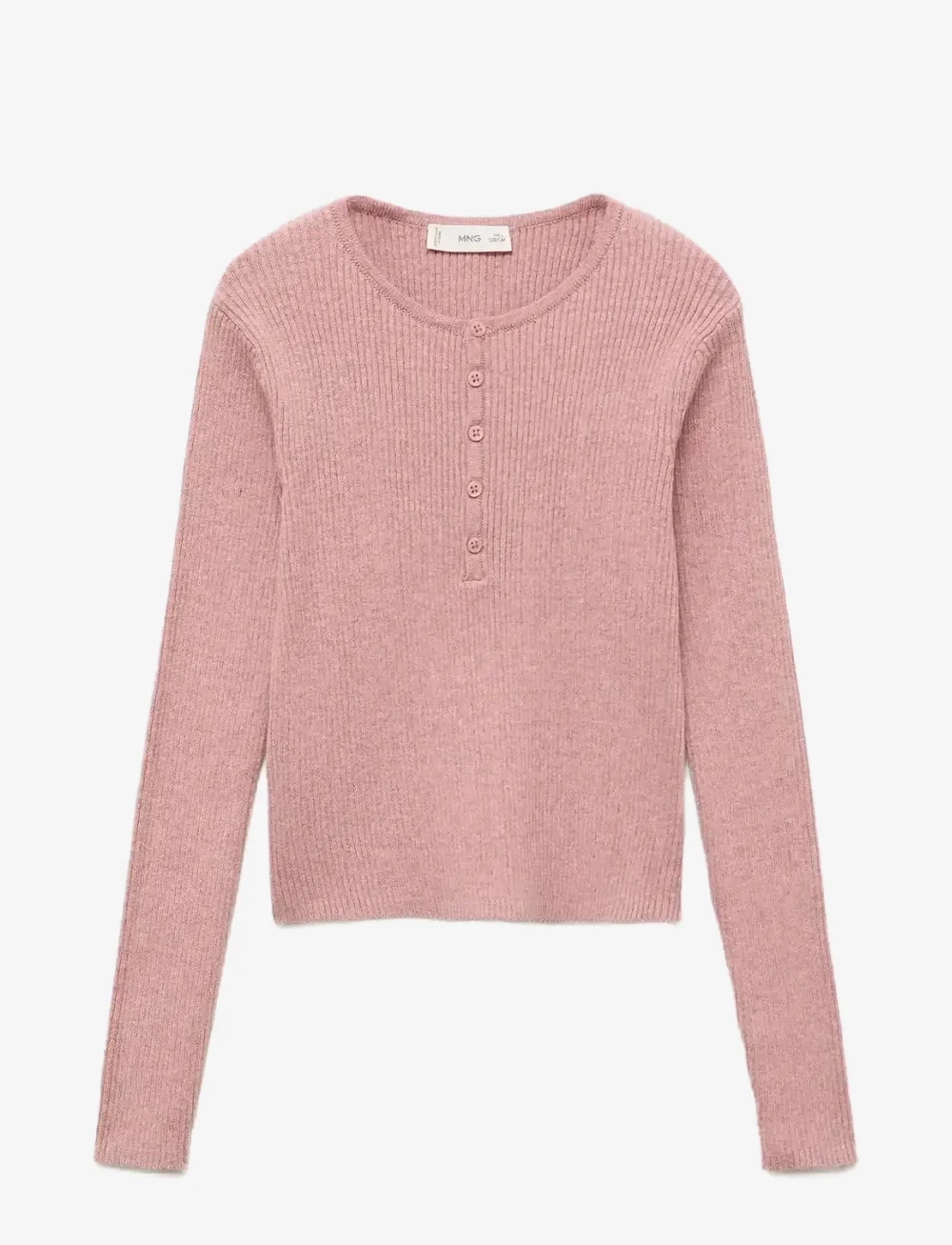 Mango - Ribbed sweater with buttons - stickade tröjor - pink - 0