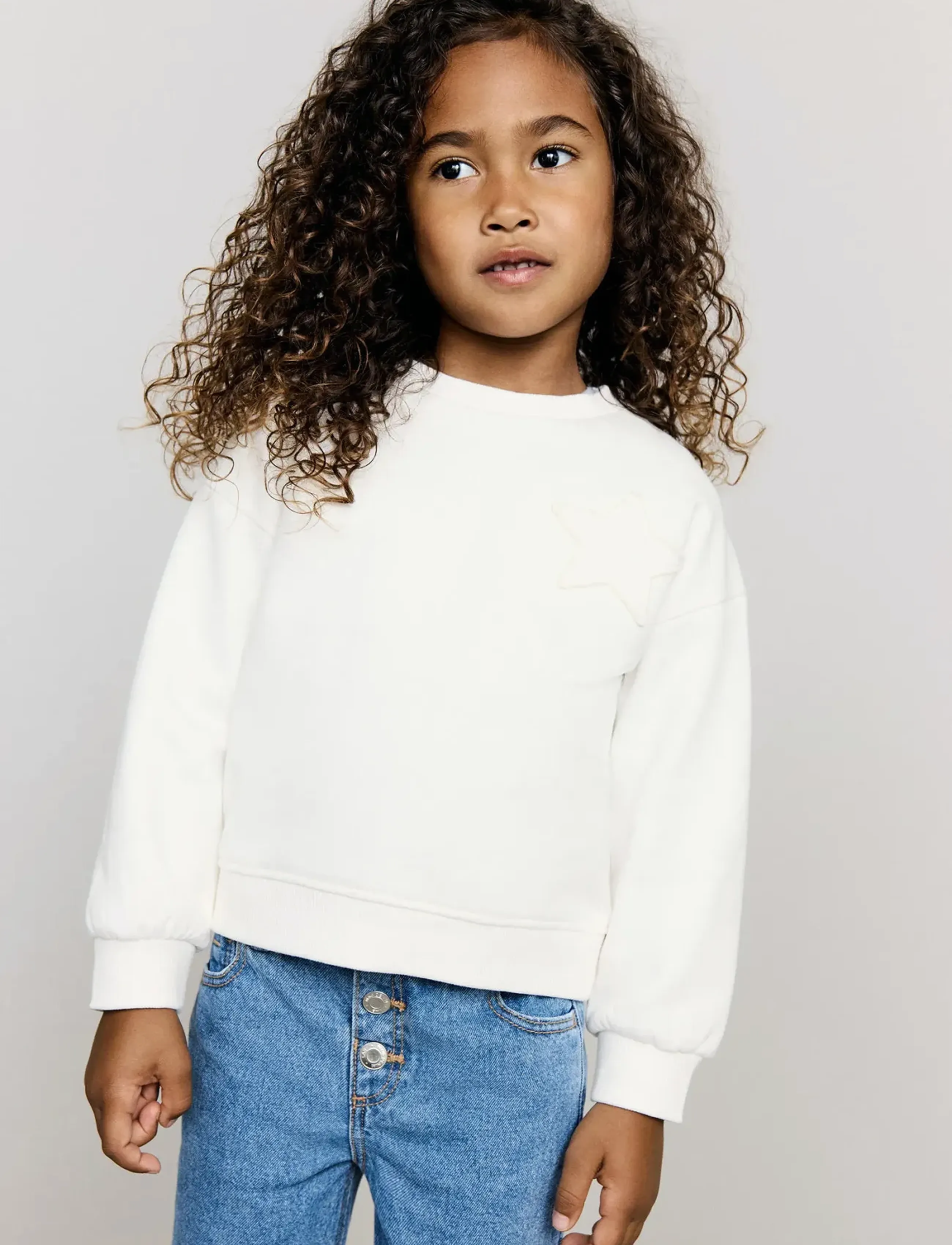 Mango Sweatshirt with embroidered star - Sweatshirts - NATURAL WHITE / cream