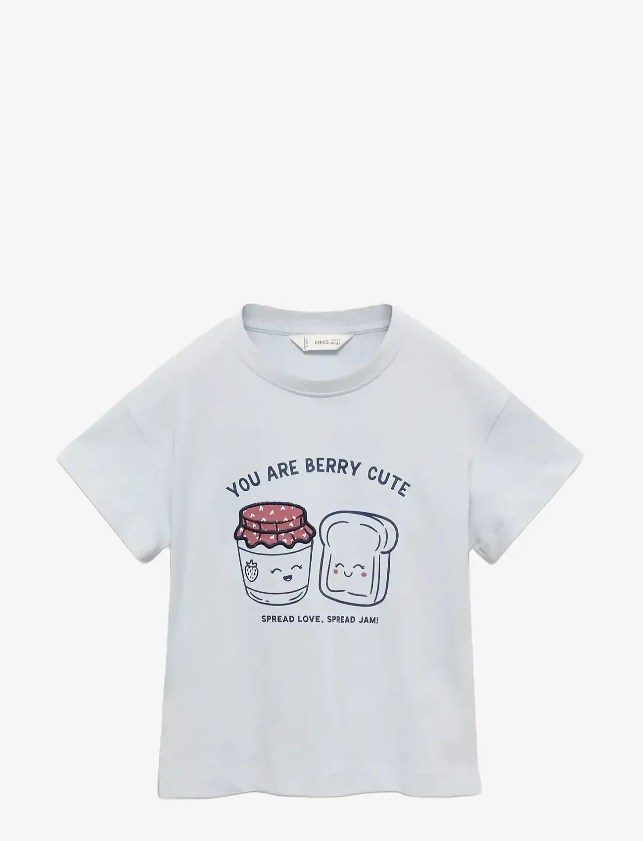 Mango - Embossed detail printed t-shirt - kortærmede t-shirts - lt-pastel blue - 0