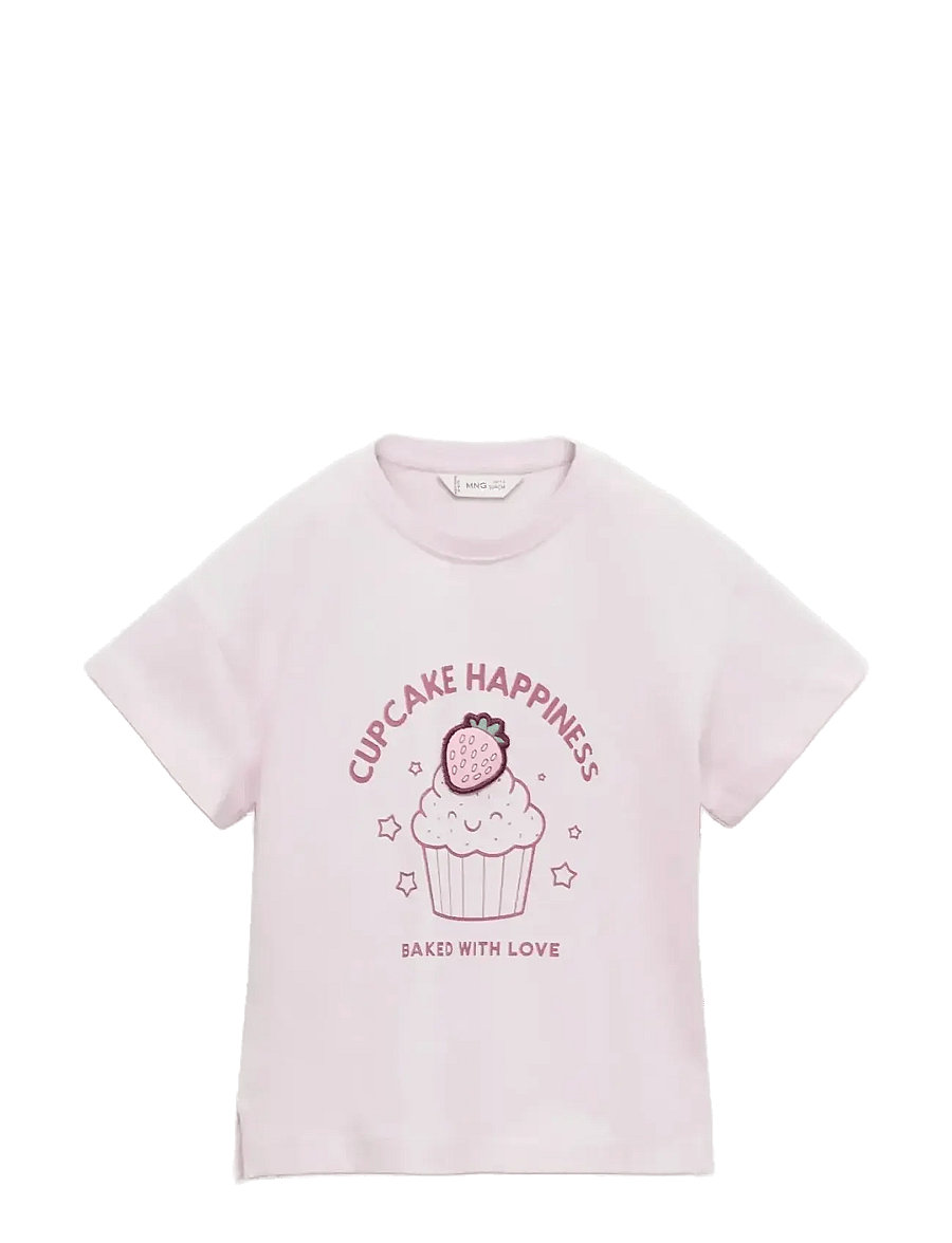 Mango - Embossed detail printed t-shirt - kortærmede t-shirts - lt-pastel purple - 1