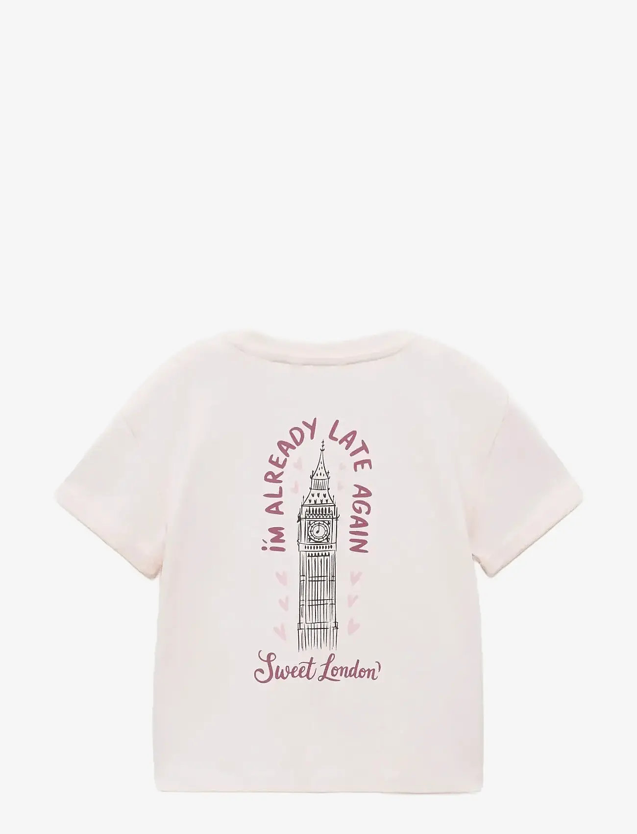 Mango - Printed cotton-blend t-shirt - short-sleeved t-shirts - pink - 1