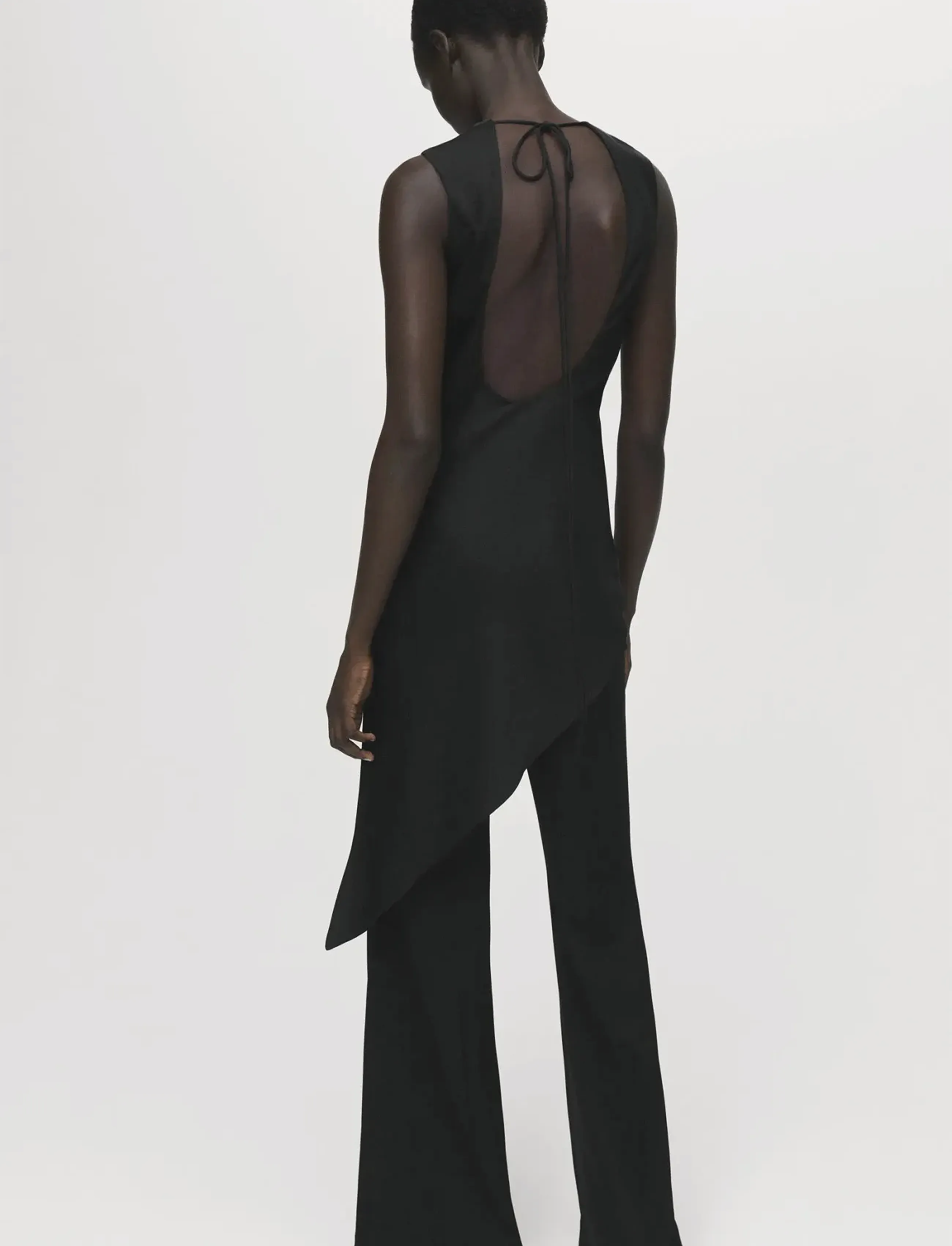 Mango - Asymmetrical satin top - Ærmeløse bluser - black - 2