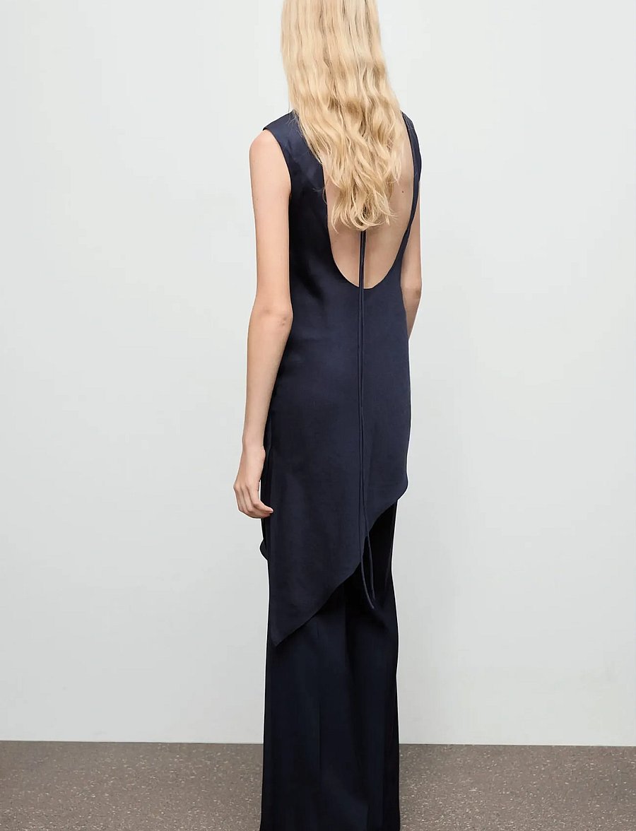 Mango - Asymmetrical satin top - Ärmellose blusen - navy - 4