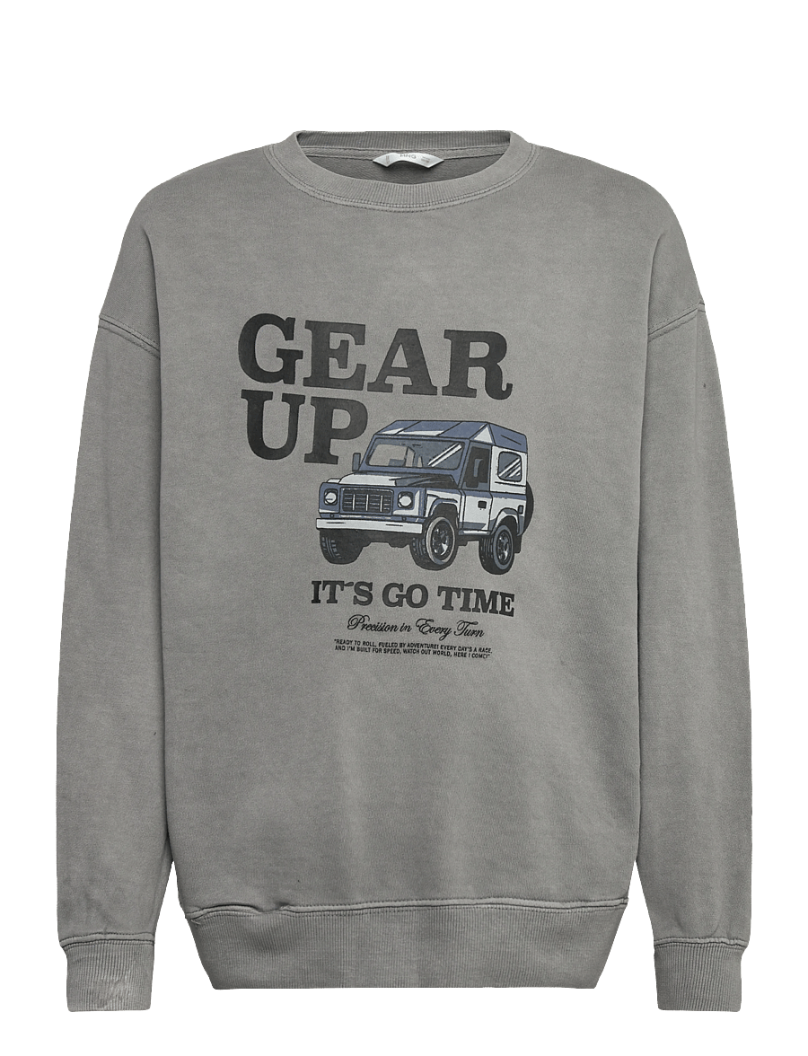 Mango - Printed cotton sweatshirt - sweatshirts - grey - 0