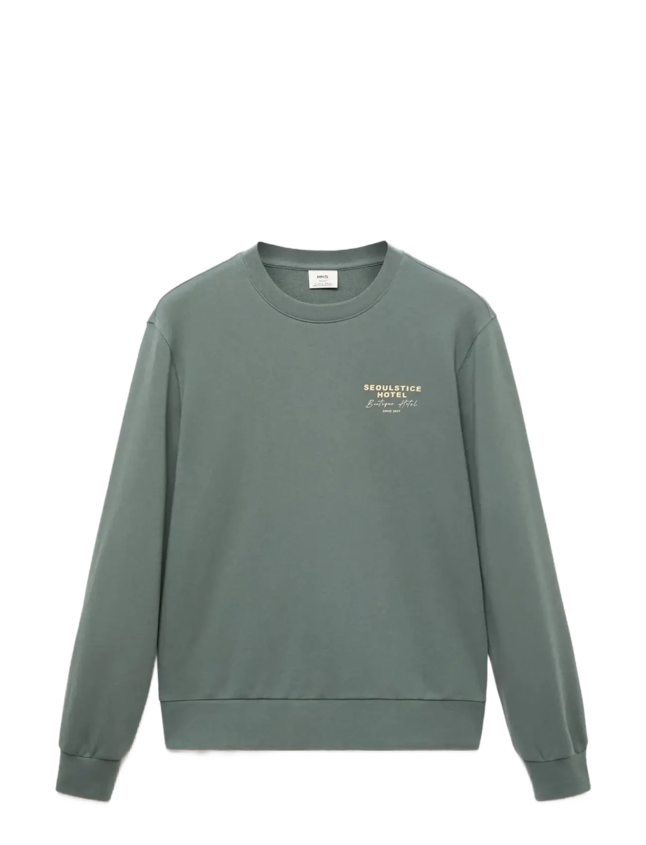 MANGO Printed Baumwolle Sweatshirt Grün - XS - Herren