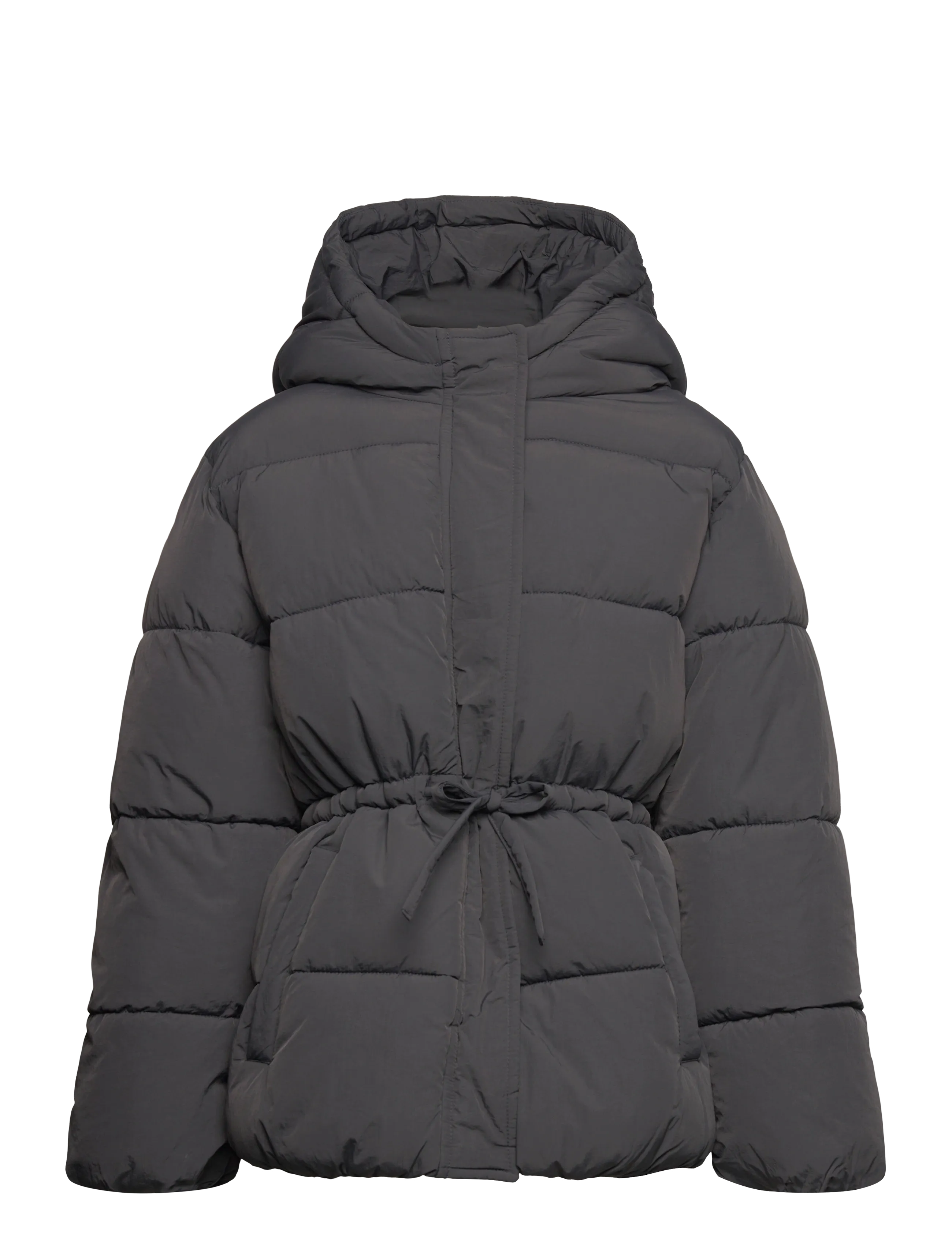 Mango Hooded anorak with drawstring - Vinterjakker - CHARCOAL / grey