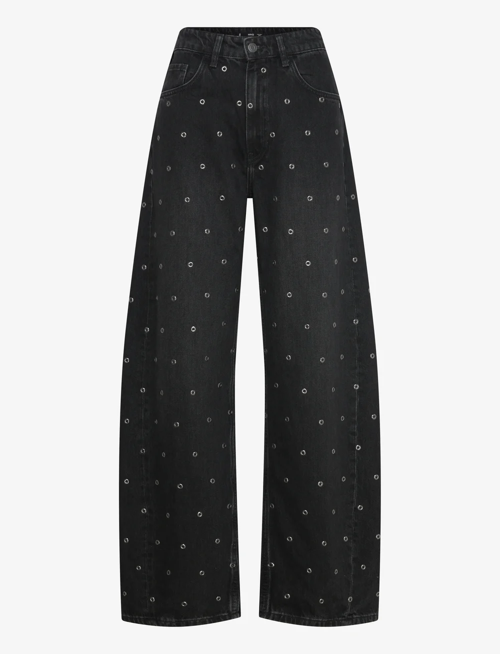 Mango - Barrel jeans with eyelets - barrel jeans - open grey - 0