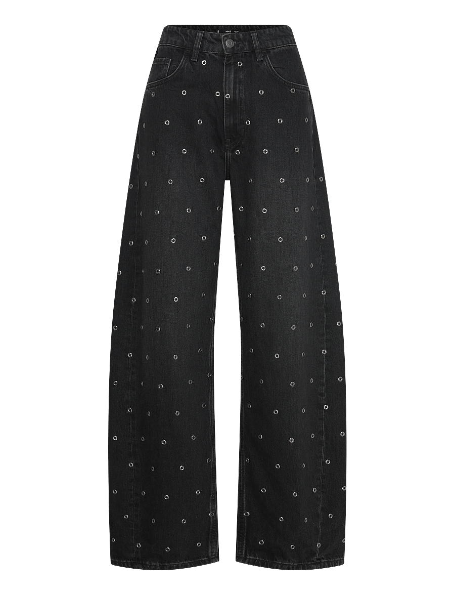 Mango - Barrel jeans with eyelets - open grey - 1