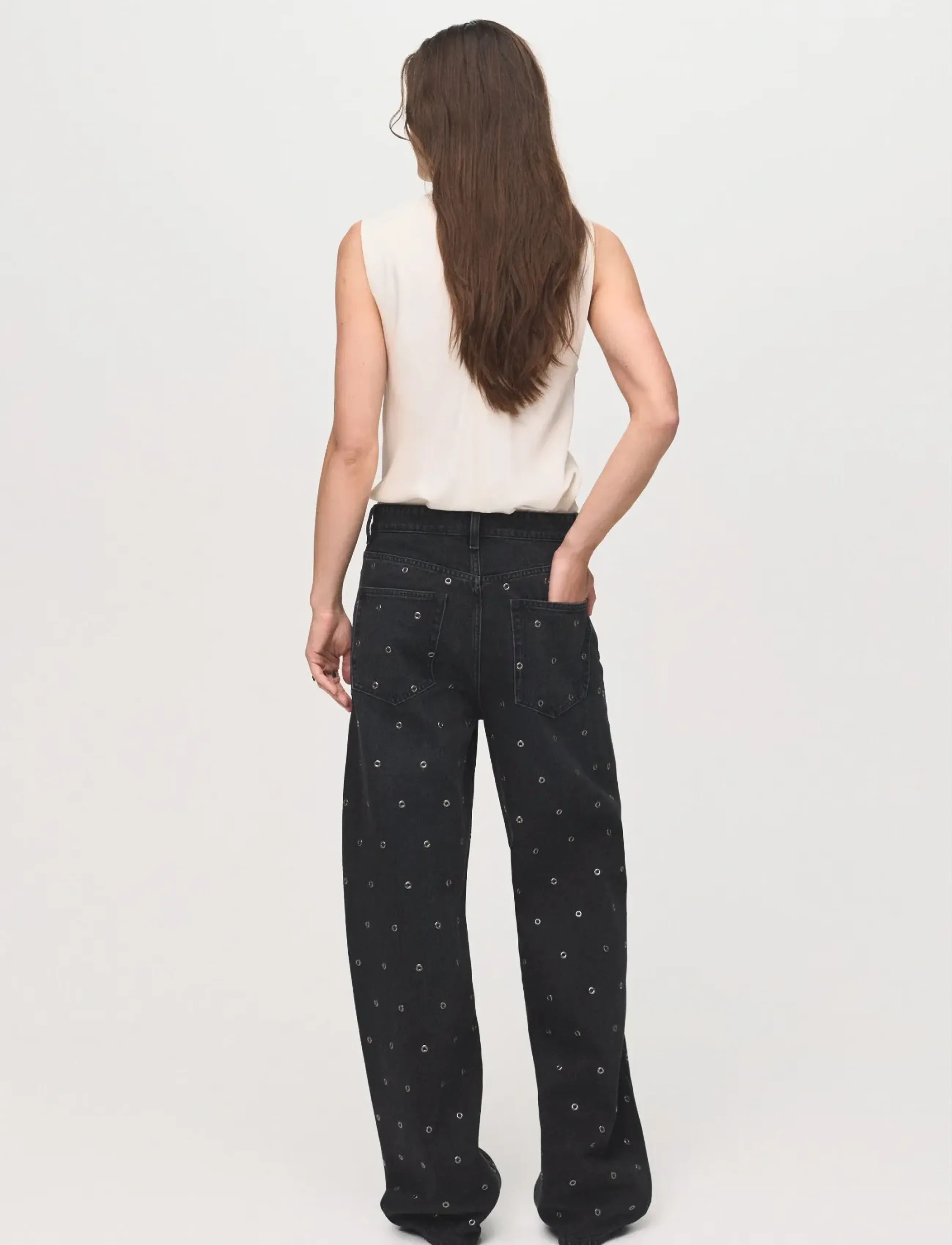 Mango - Barrel jeans with eyelets - open grey - 3