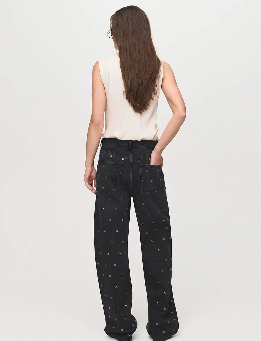 Mango - Barrel jeans with eyelets - open grey - 3