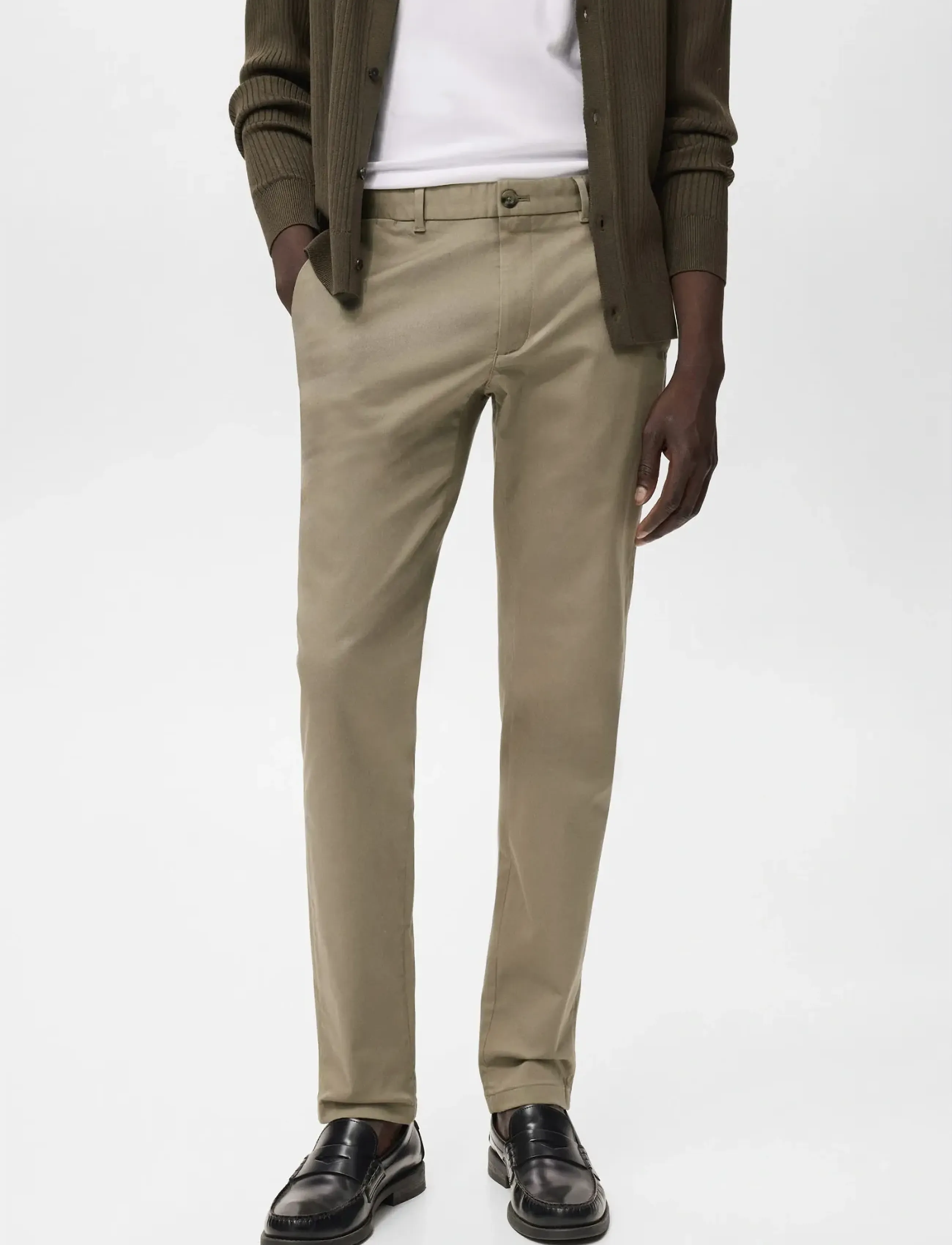 Mango Barna slim-fit twill chino trousers - Chinos - MEDIUM GREY / beige