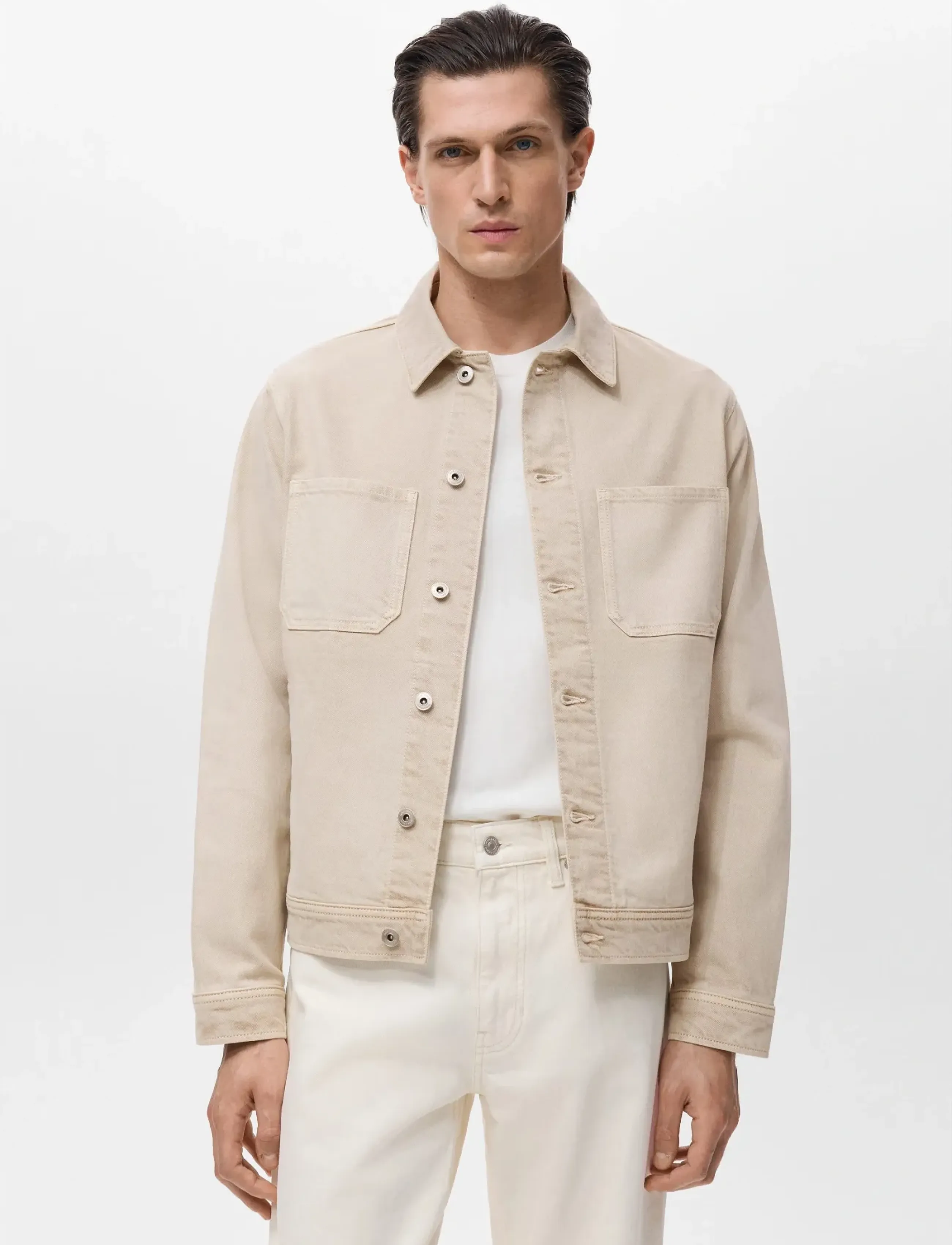 Mango Denim jacket pockets - Vindjakker - LT PASTEL BROWN / beige