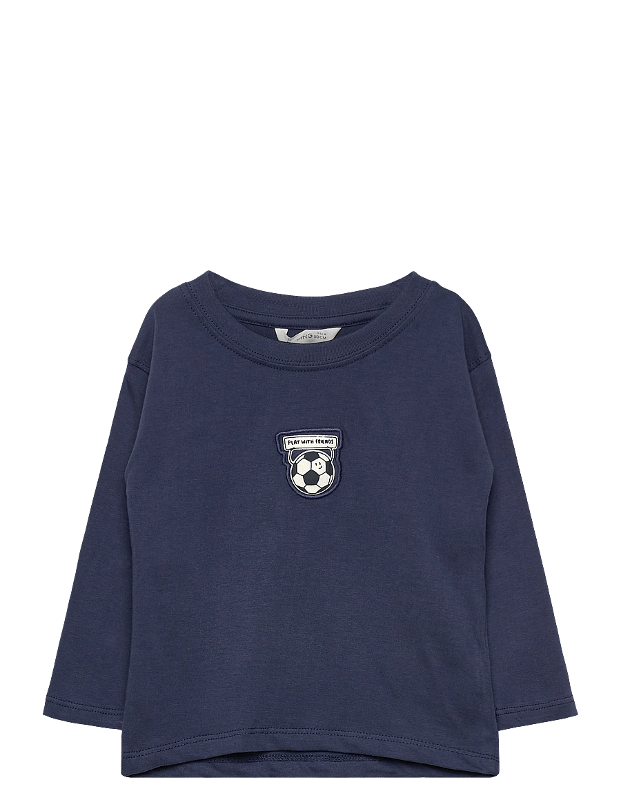 Mango - Embroidered printed T-shirt - langærmede t-shirts - dark blue - 0
