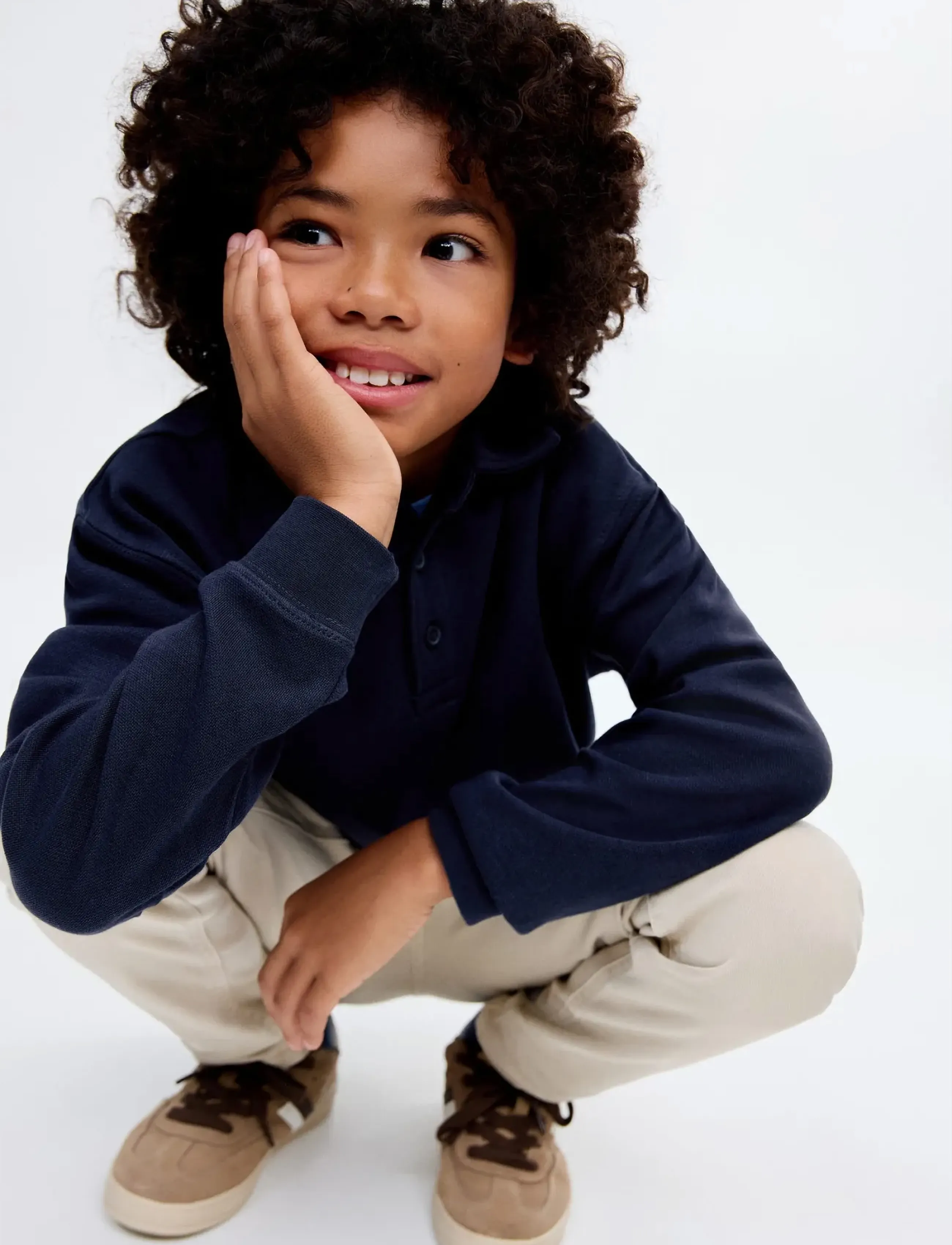 Mango Polo-Neck Sweatshirt, 5-6, Navy, Polo Skjorter > Langærmede Polo Shirts, Børn
