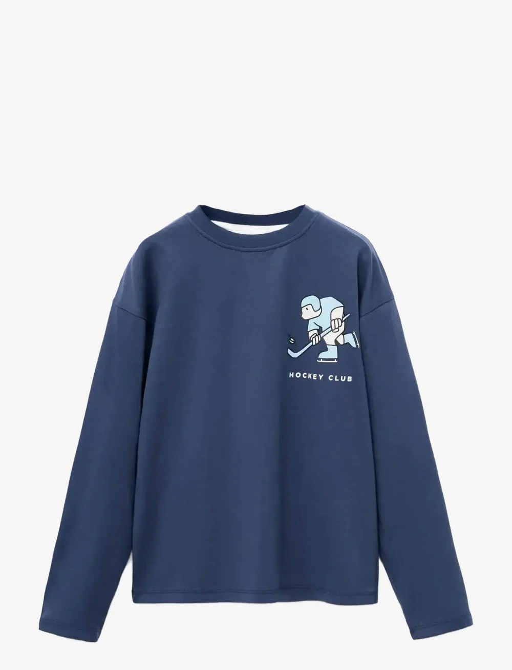 Mango - Printed cotton-blend T-shirt - langärmelig - navy - 0