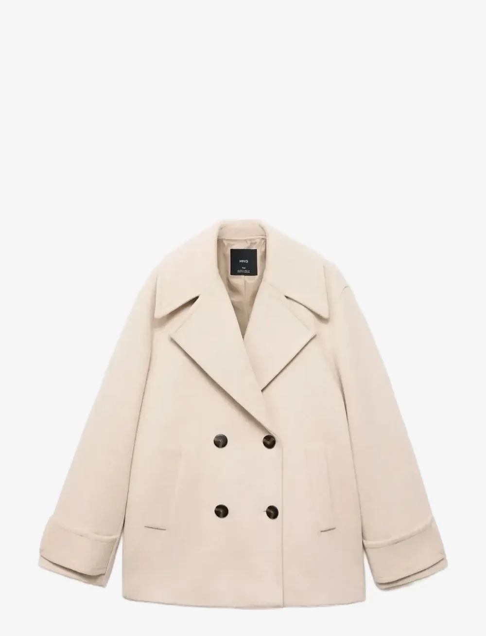 Mango - Double-breasted wool-blend coat - ullkappor - lt pastel grey - 0