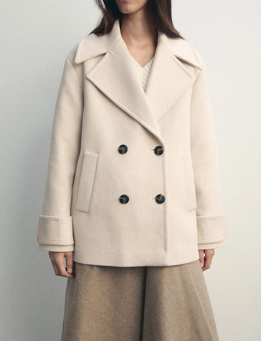 Mango - Double-breasted wool-blend coat - vinterjakker - lt pastel grey - 0