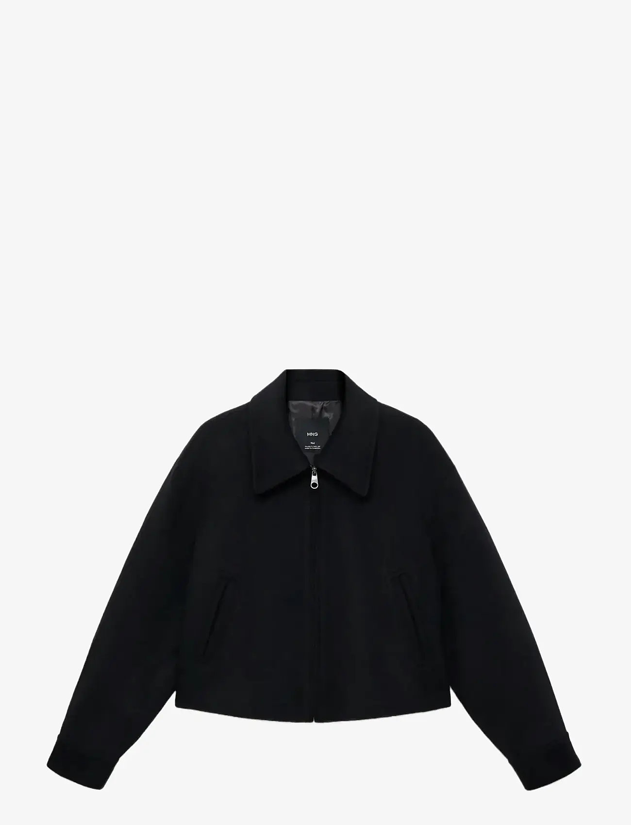 Mango - Wool bomber jacket - frühlingsjacken - black - 0