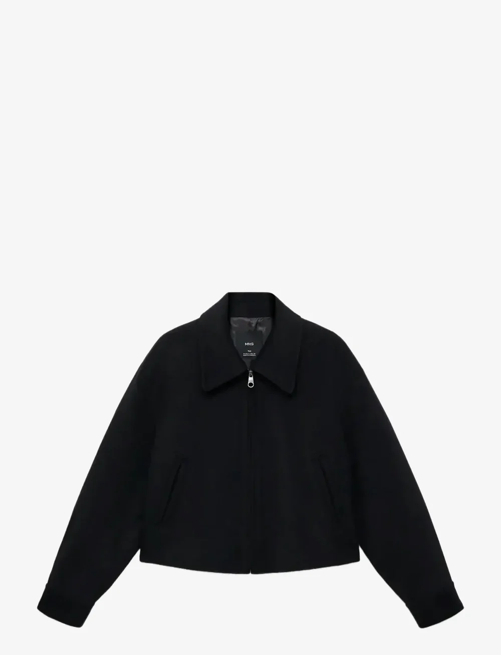 Mango - Wool bomber jacket - bomberjacken - black - 1