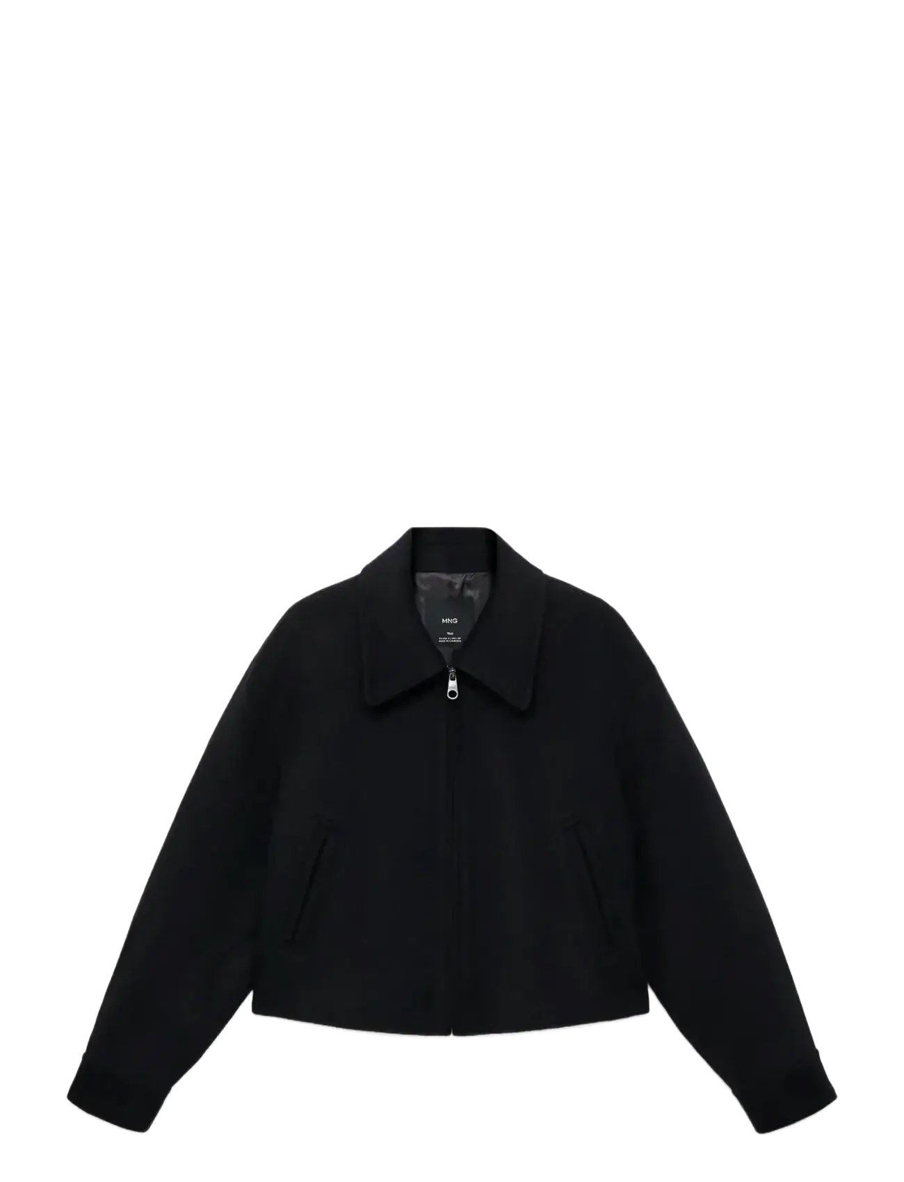 Mango Wool bomber jacket - Vårjackor - BLACK / black