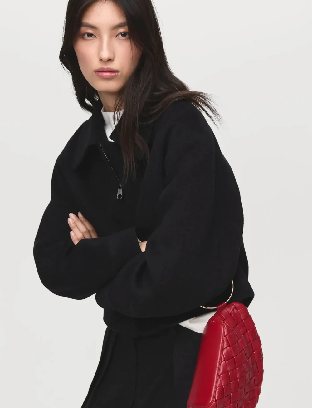 Mango - Wool bomber jacket - bomberjacken - black - 0