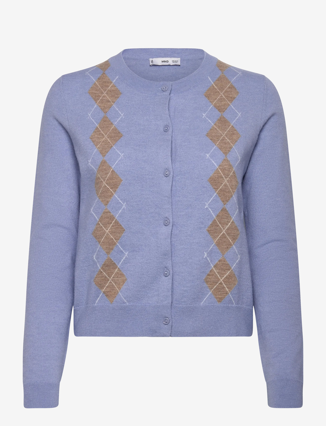 Mango - Argyle pattern knit cardigan - kardiganid - lt-pastel blue - 1