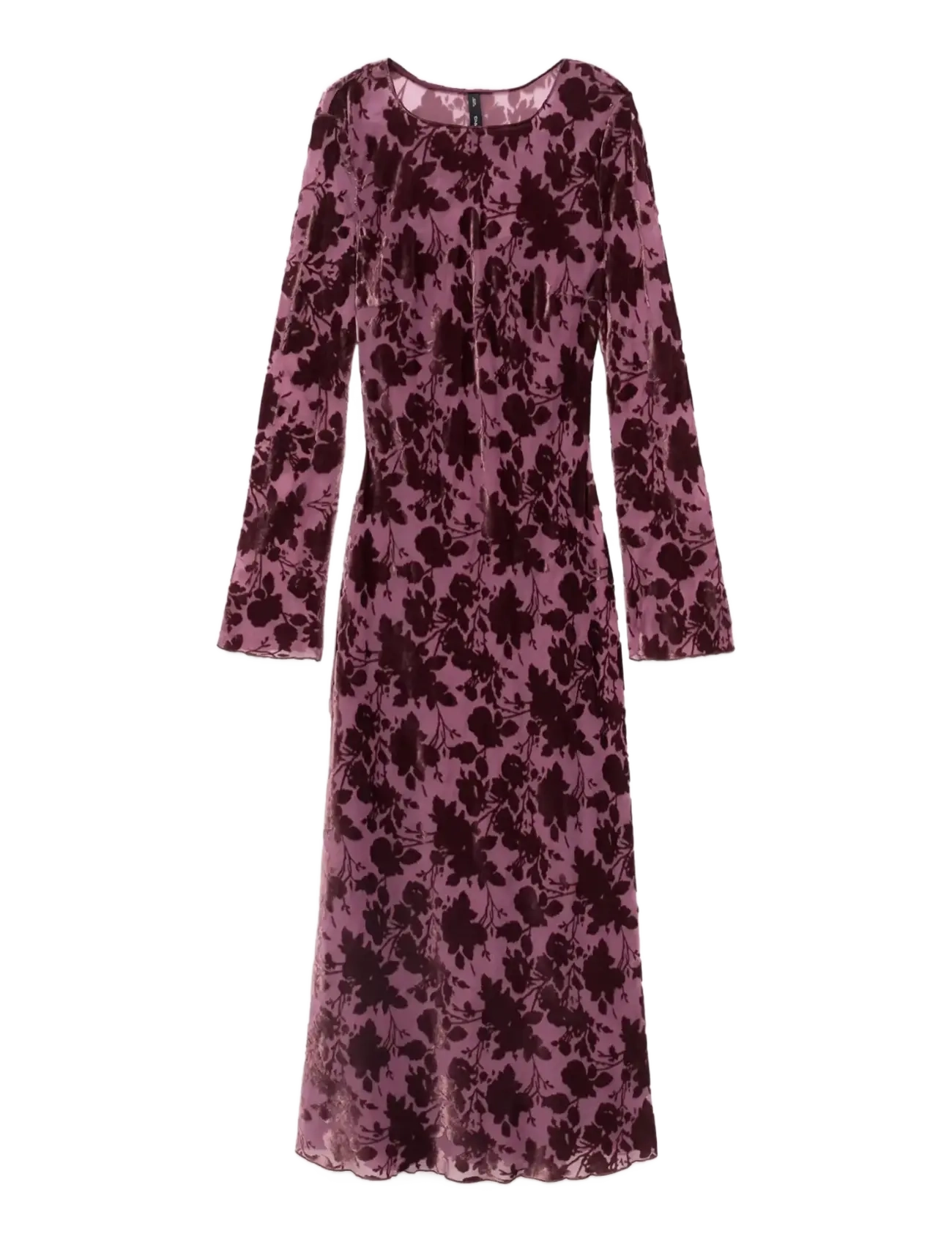 MANGO Floral Jacquard Kleid With Bell Sleeves Burgundy - XS - Damen