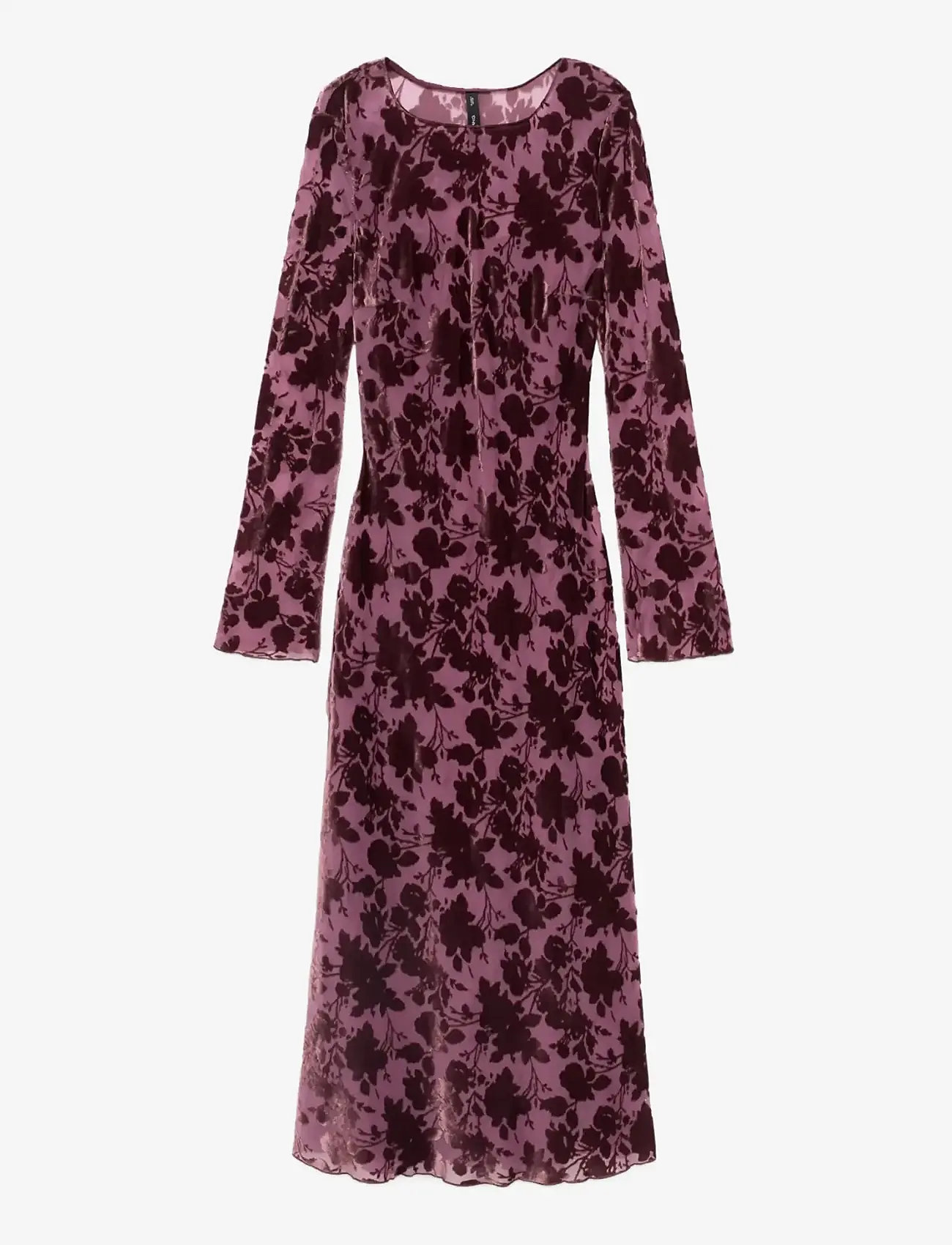 Mango - Floral jacquard dress with bell sleeves - festklänningar - dark red - 1