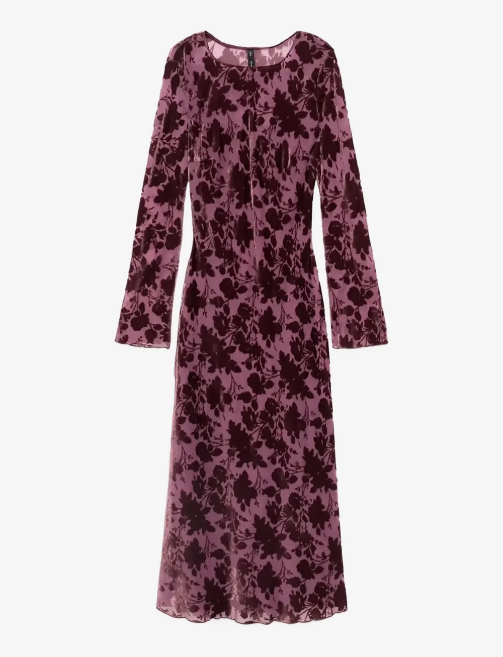 Mango - Floral jacquard dress with bell sleeves - partykleider - dark red - 1