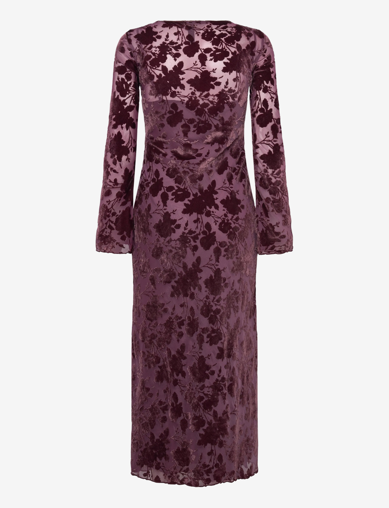 Mango - Floral jacquard dress with bell sleeves - festklänningar - dark red - 2
