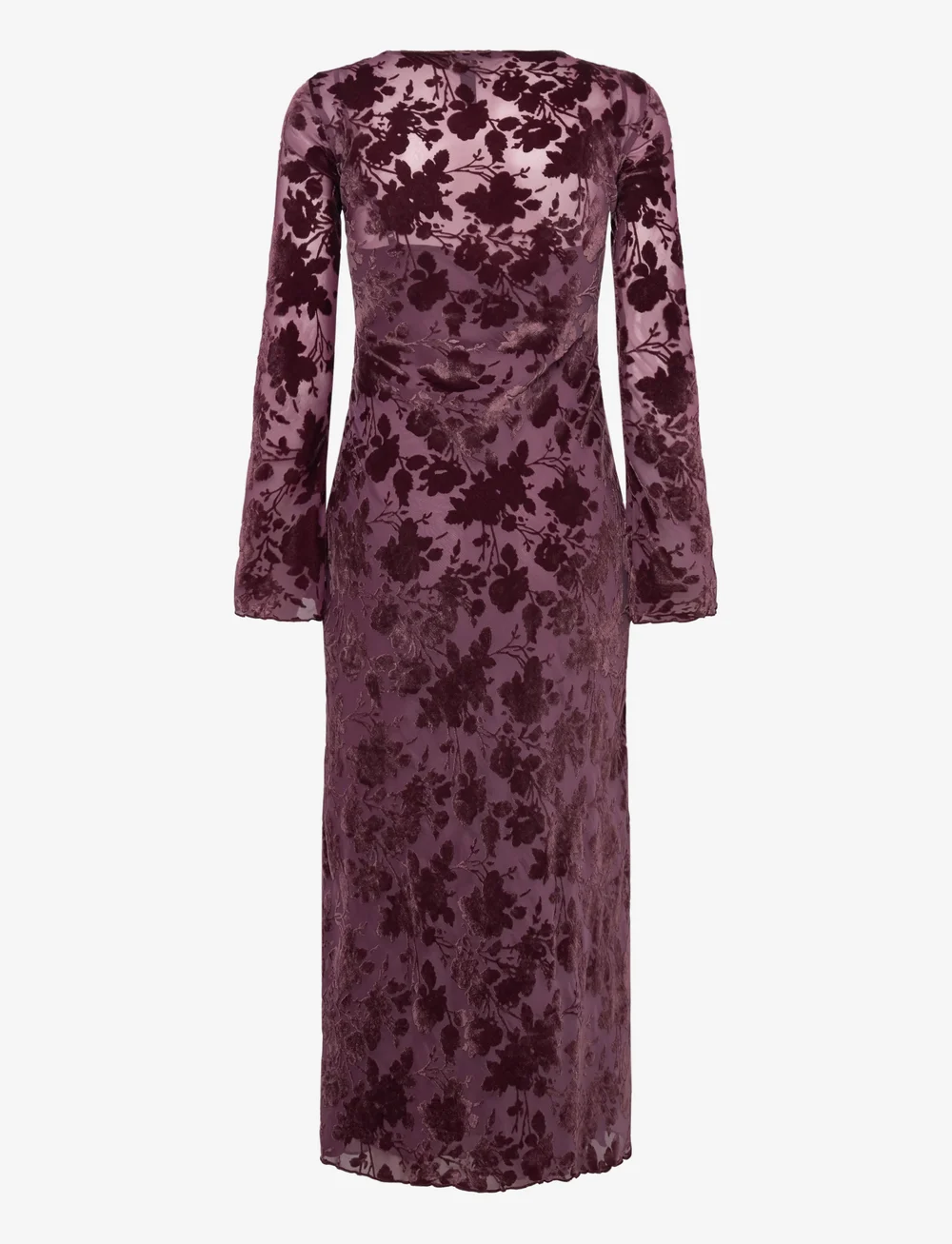 Mango - Floral jacquard dress with bell sleeves - partykleider - dark red - 2