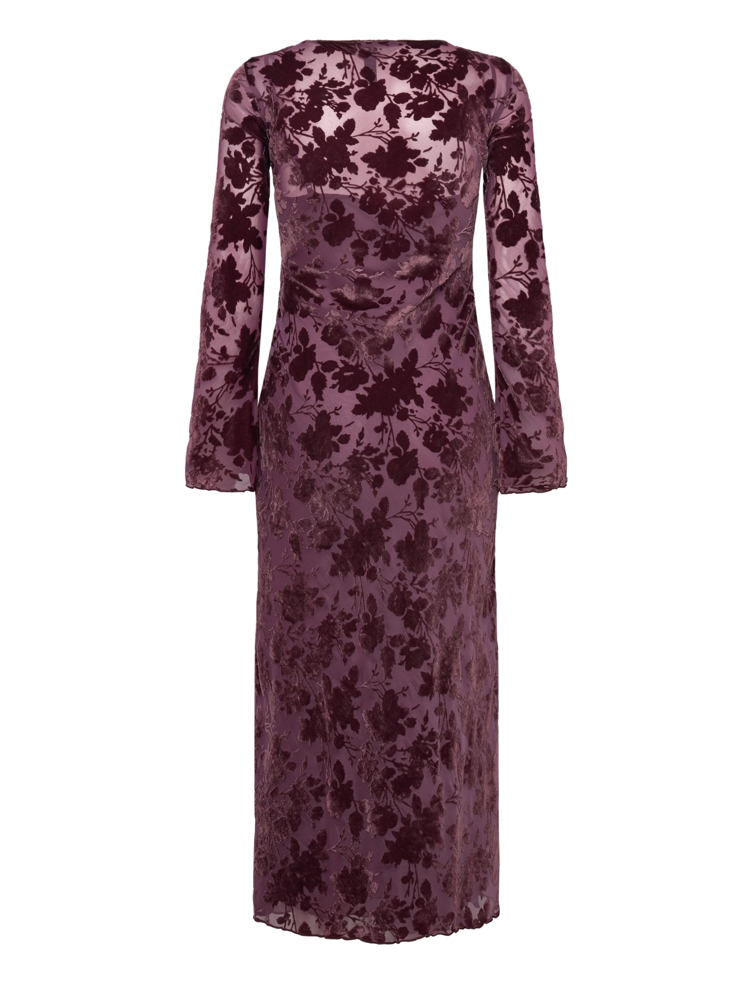 Mango - Floral jacquard dress with bell sleeves - festtøj til outletpriser - dark red - 2