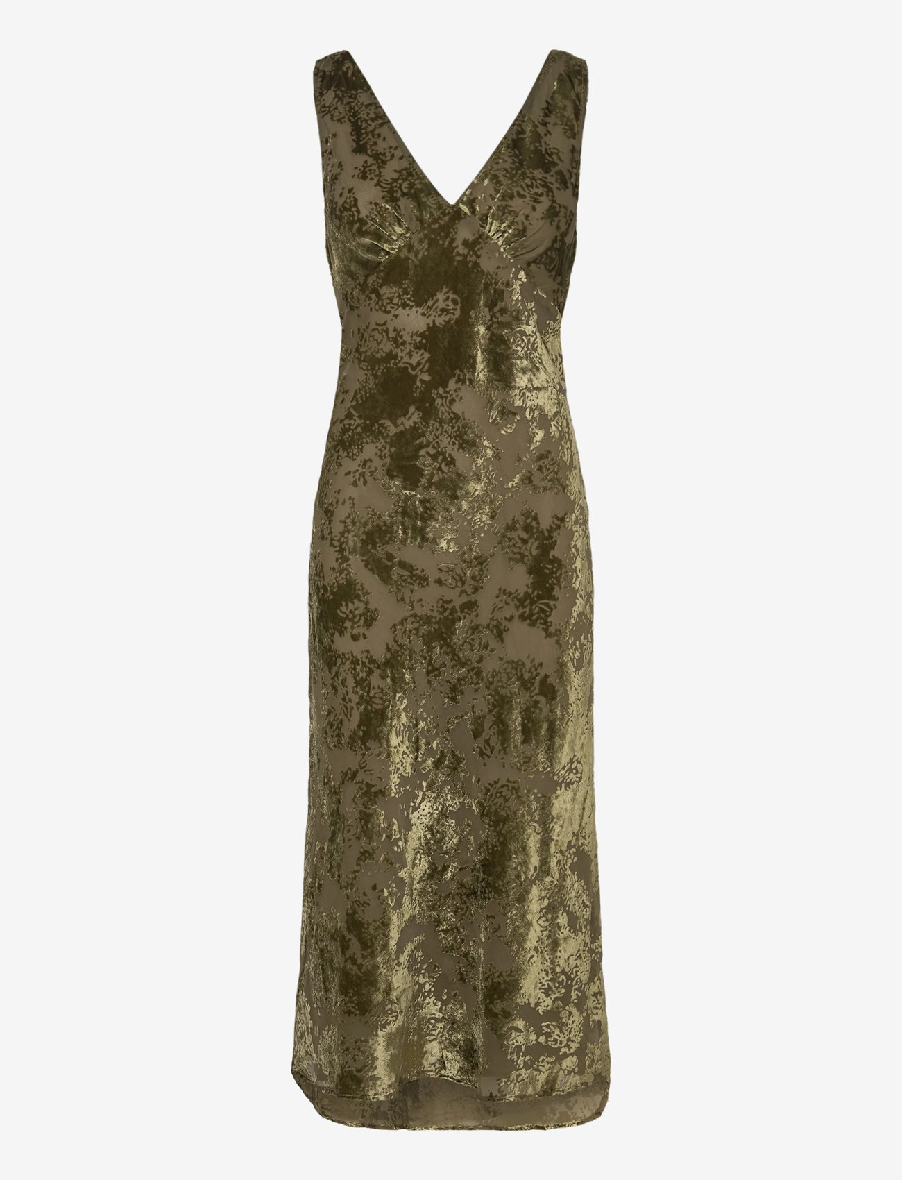 Mango - Jacquard V-neck dress - maxi kjoler - green - 0