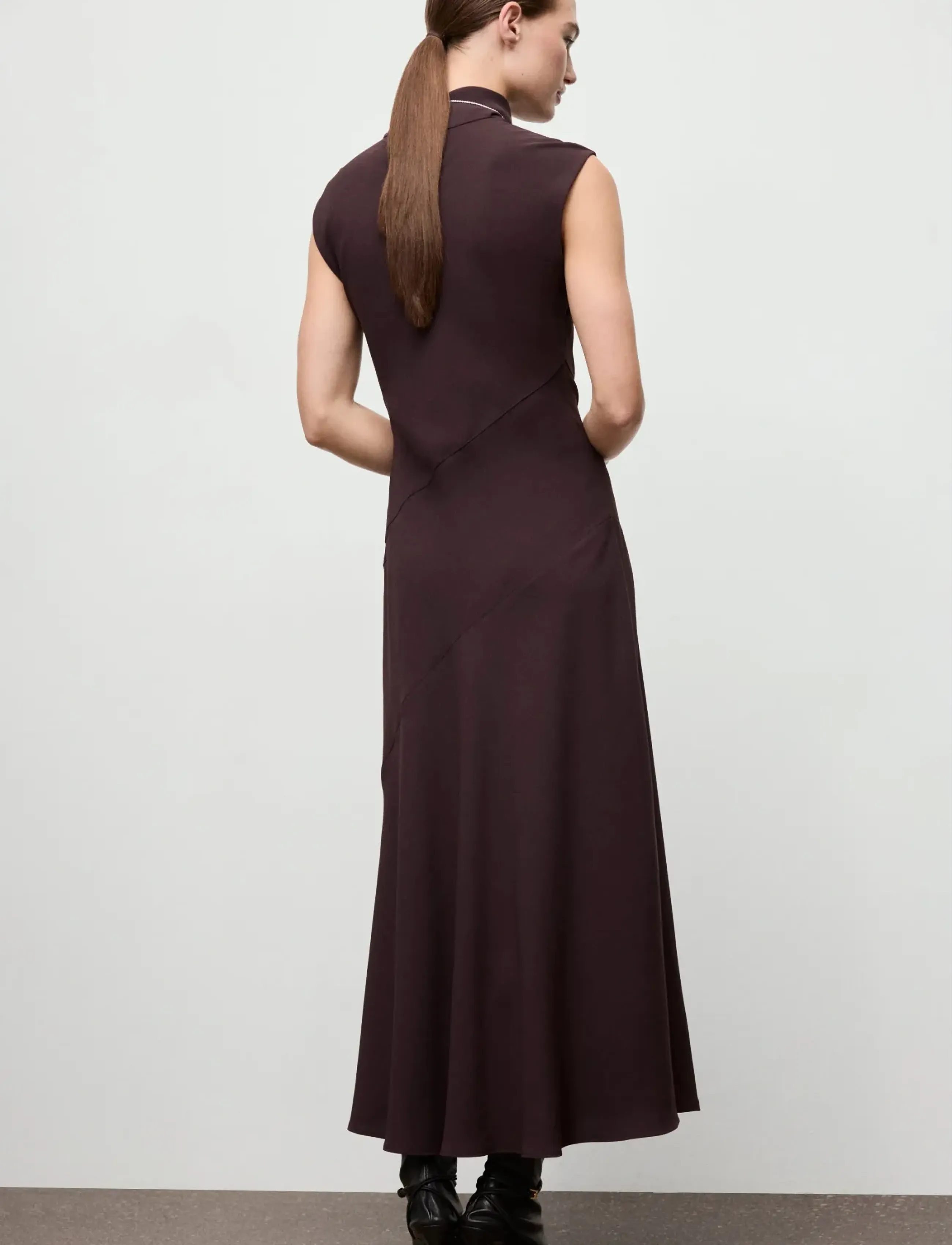 Mango - A-line turtleneck dress - midiklänningar - brown - 3