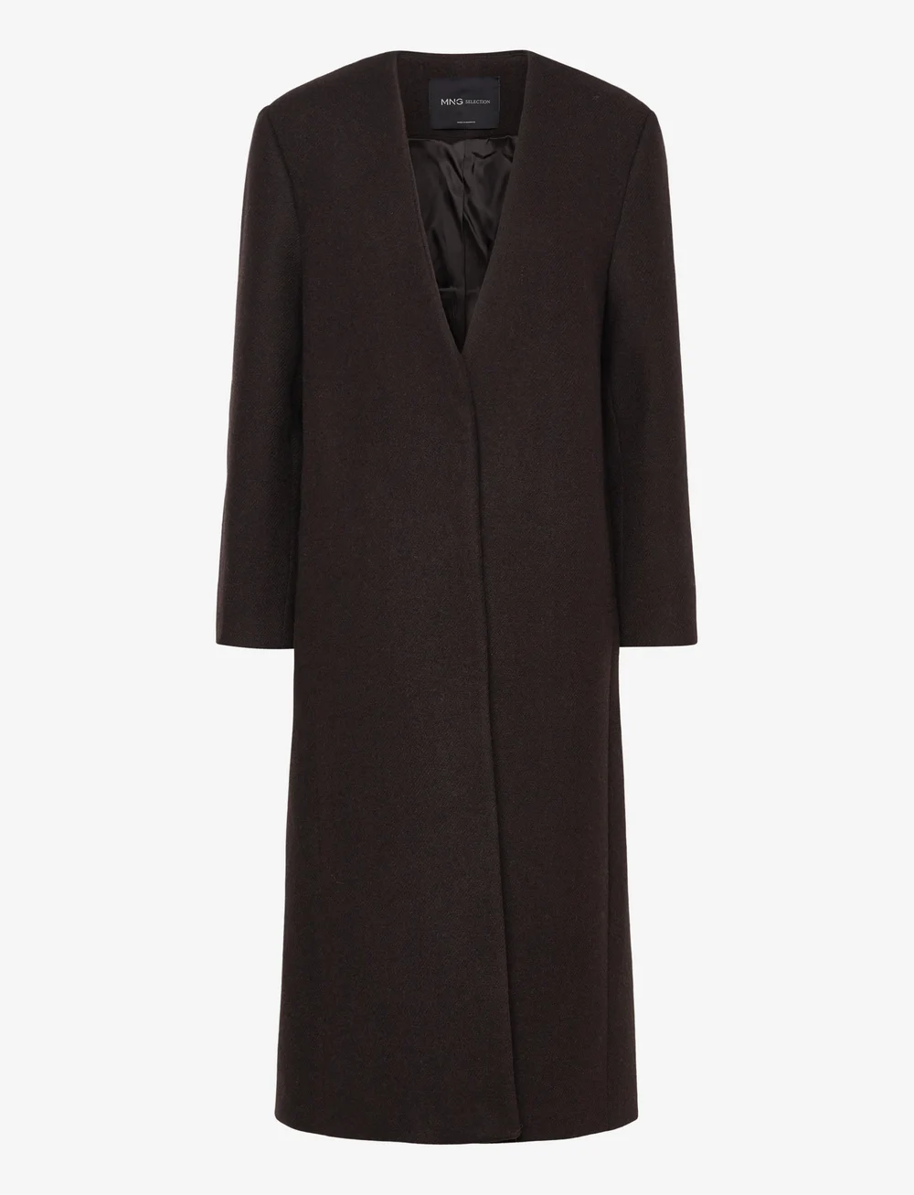 Mango - Long wool coat - ullkappor - dark brown - 0