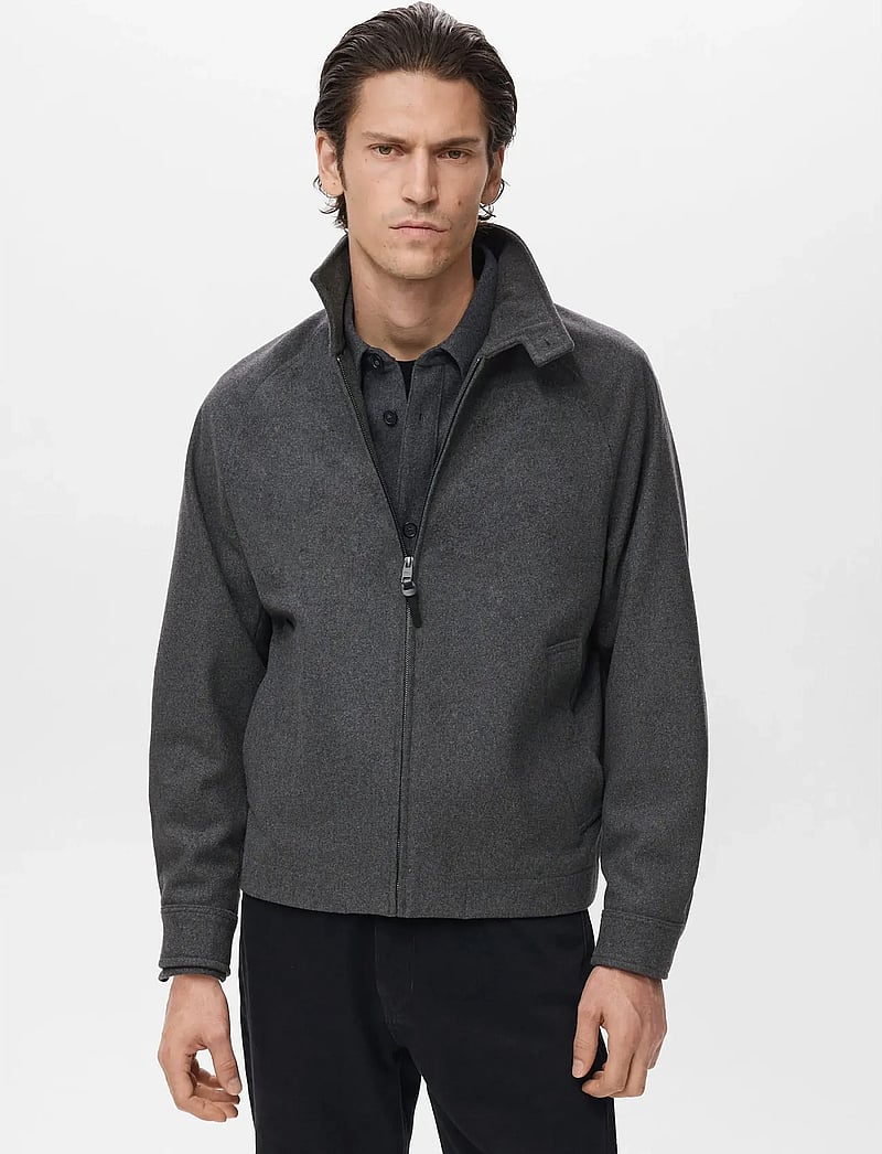 Mango - Wool-blend jacket - vinterjackor - grey - 0