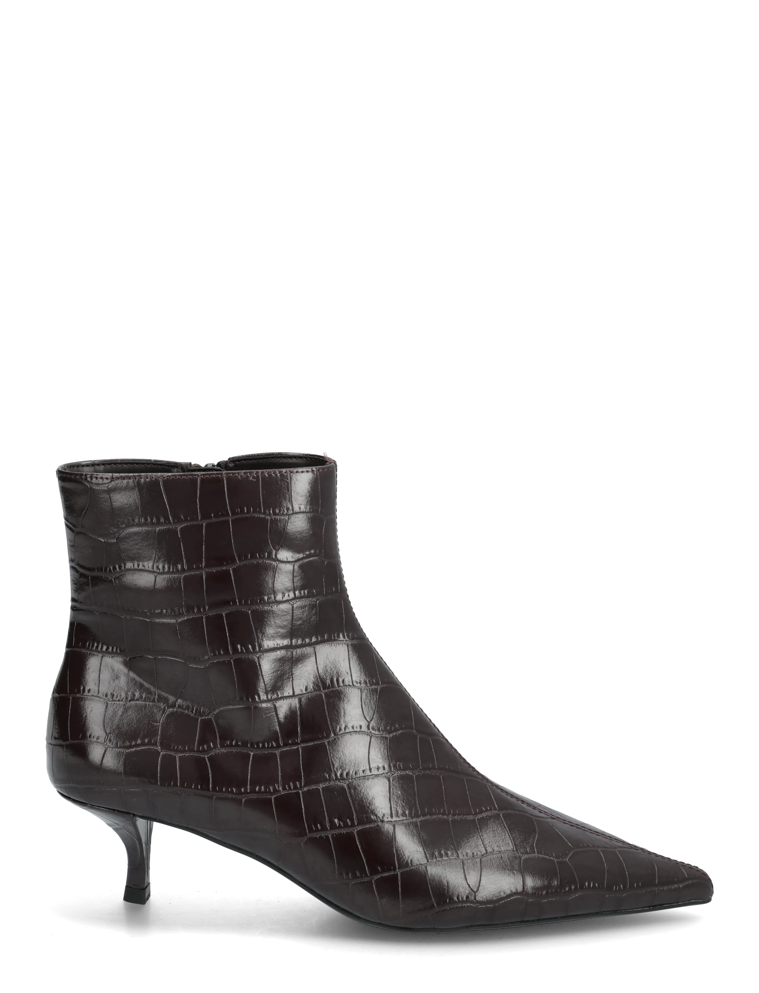 Mango - Croc-effect pointed-toe ankle boots - høj hæl - dark brown - 2