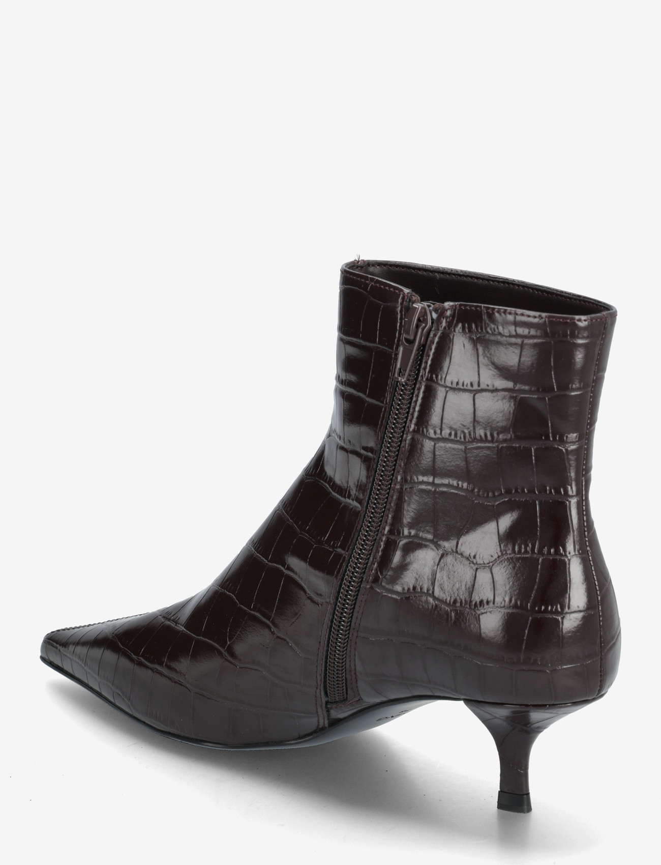 Mango - Croc-effect pointed-toe ankle boots - høj hæl - dark brown - 2