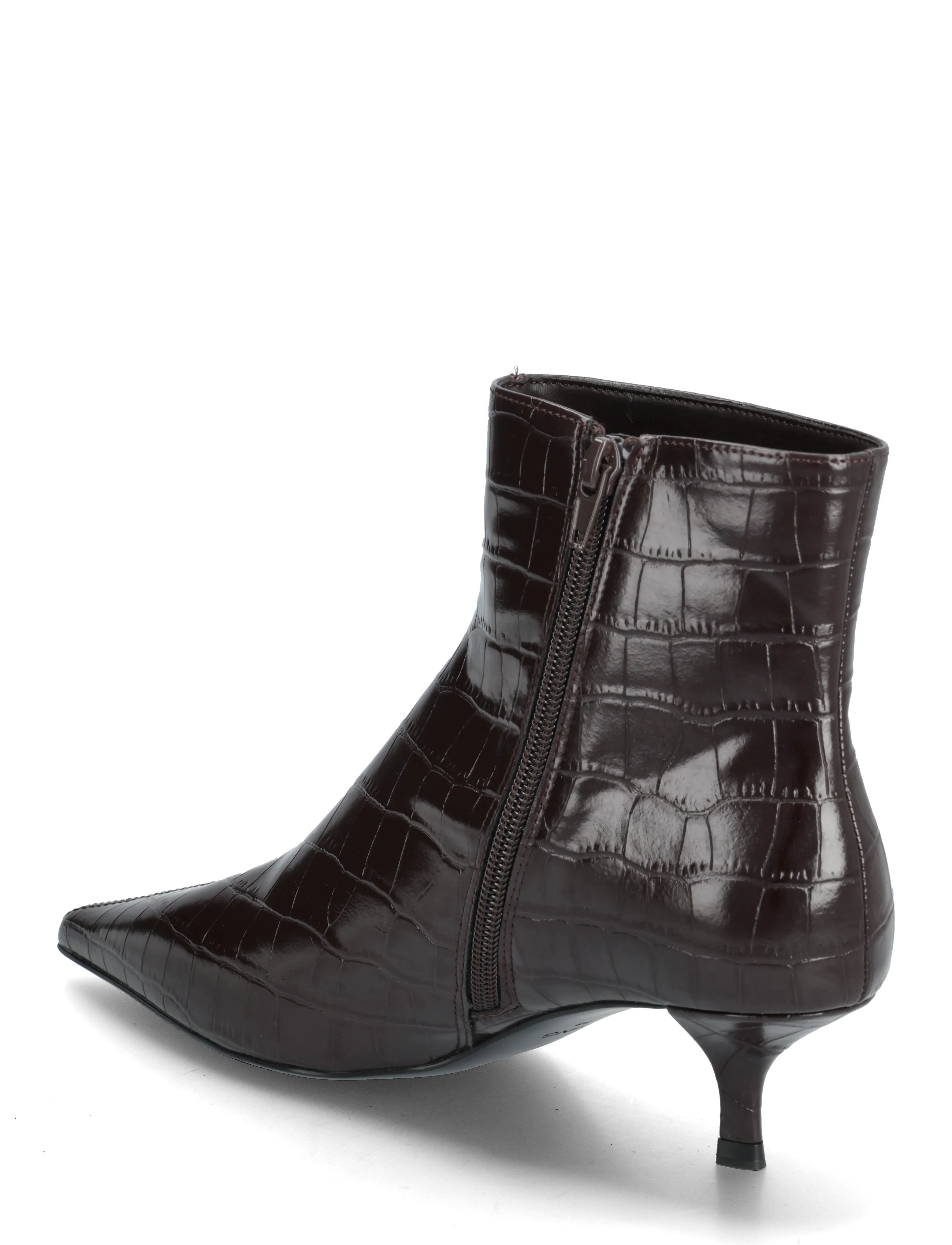 Mango - Croc-effect pointed-toe ankle boots - høj hæl - dark brown - 3
