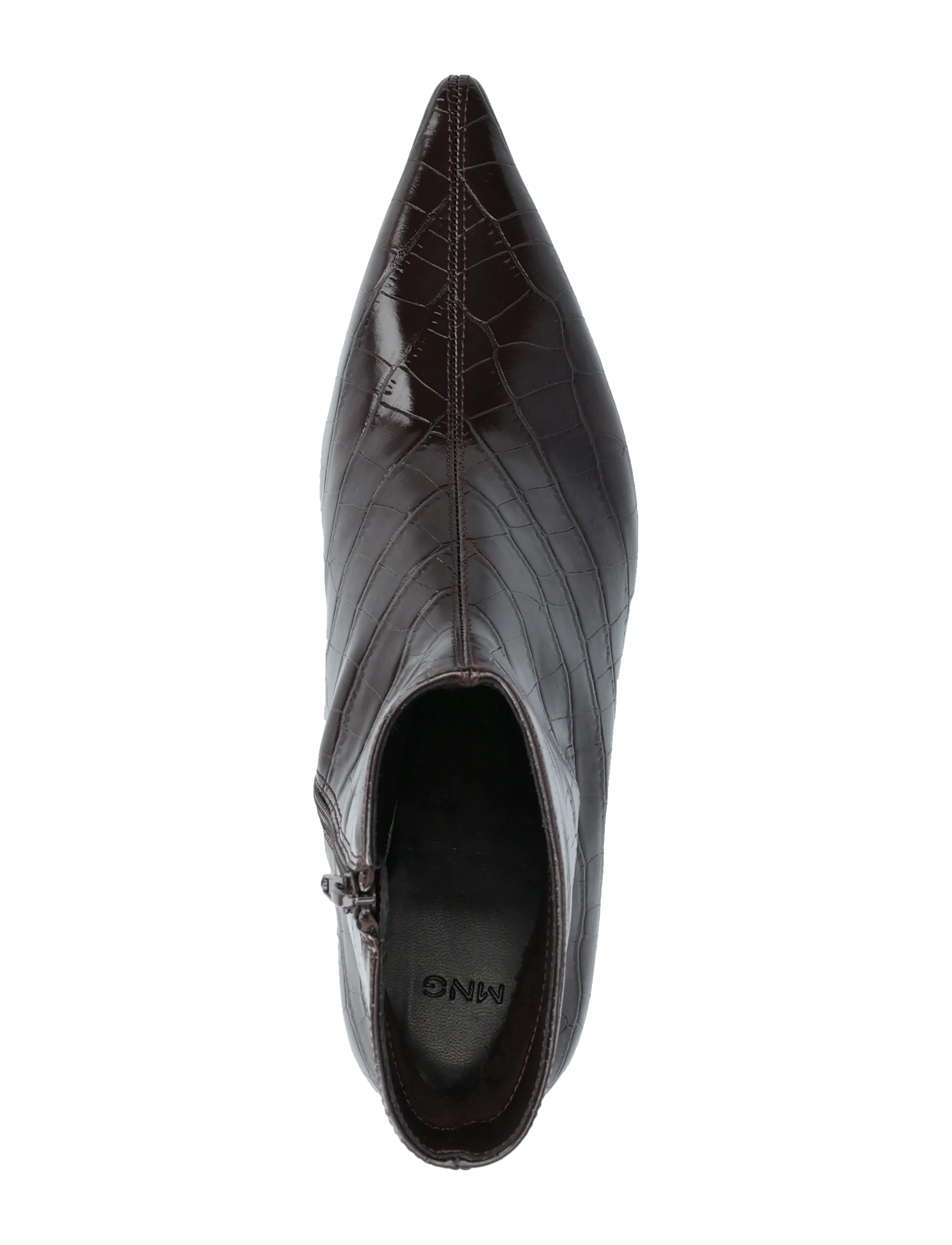 Mango - Croc-effect pointed-toe ankle boots - høj hæl - dark brown - 4