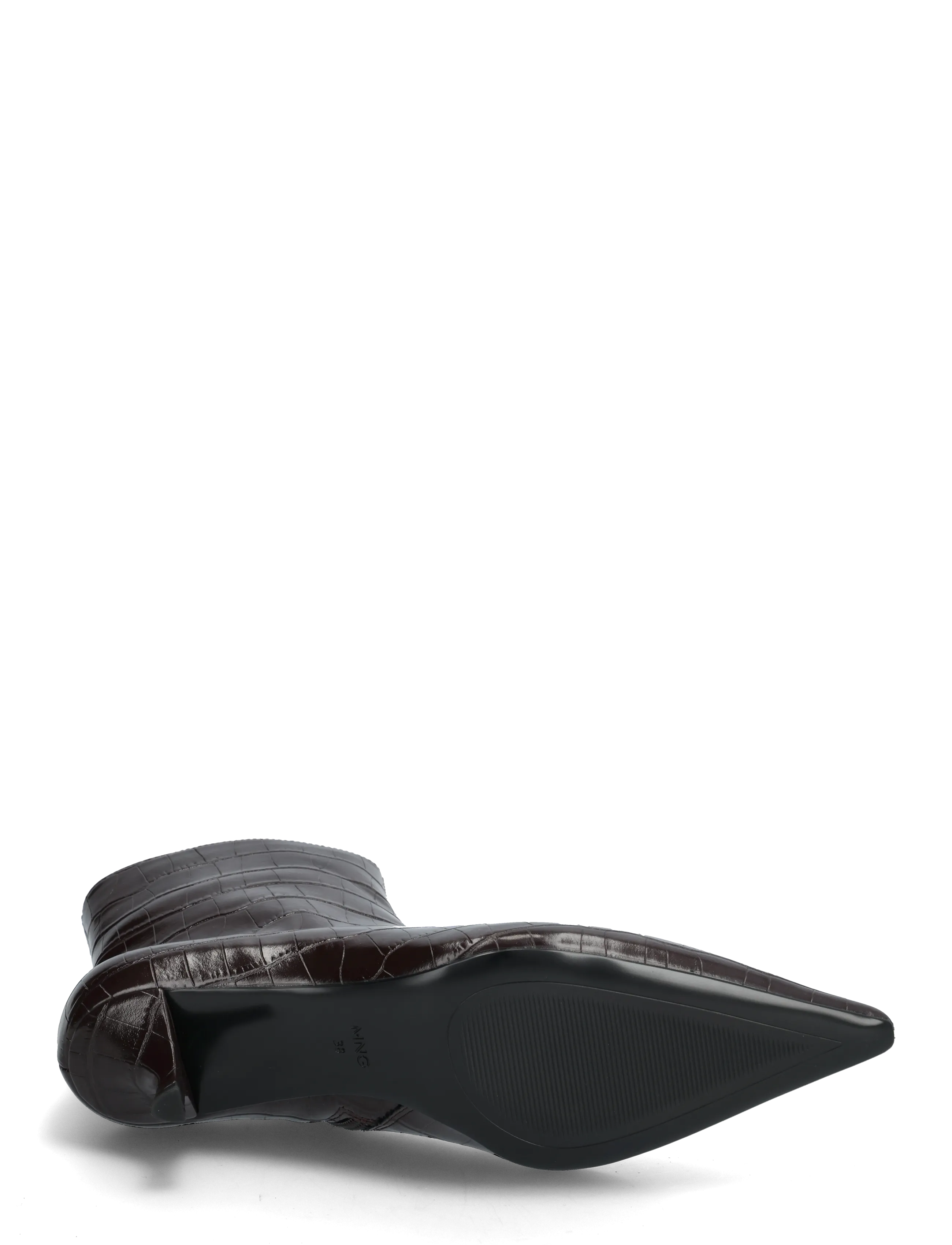 Mango - Croc-effect pointed-toe ankle boots - høj hæl - dark brown - 5