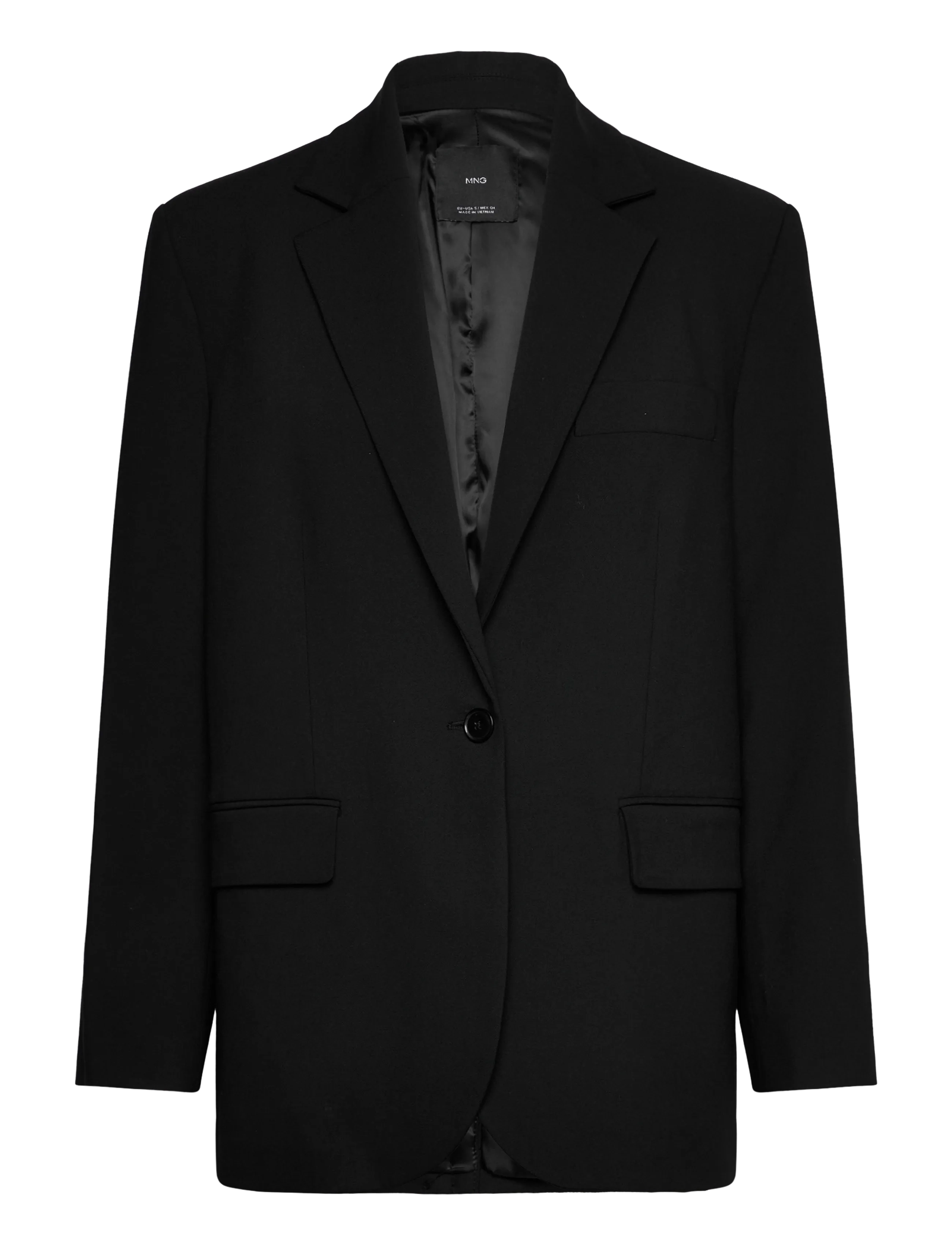 Mango Straight jacket with flap pockets - Švarkai - BLACK / black