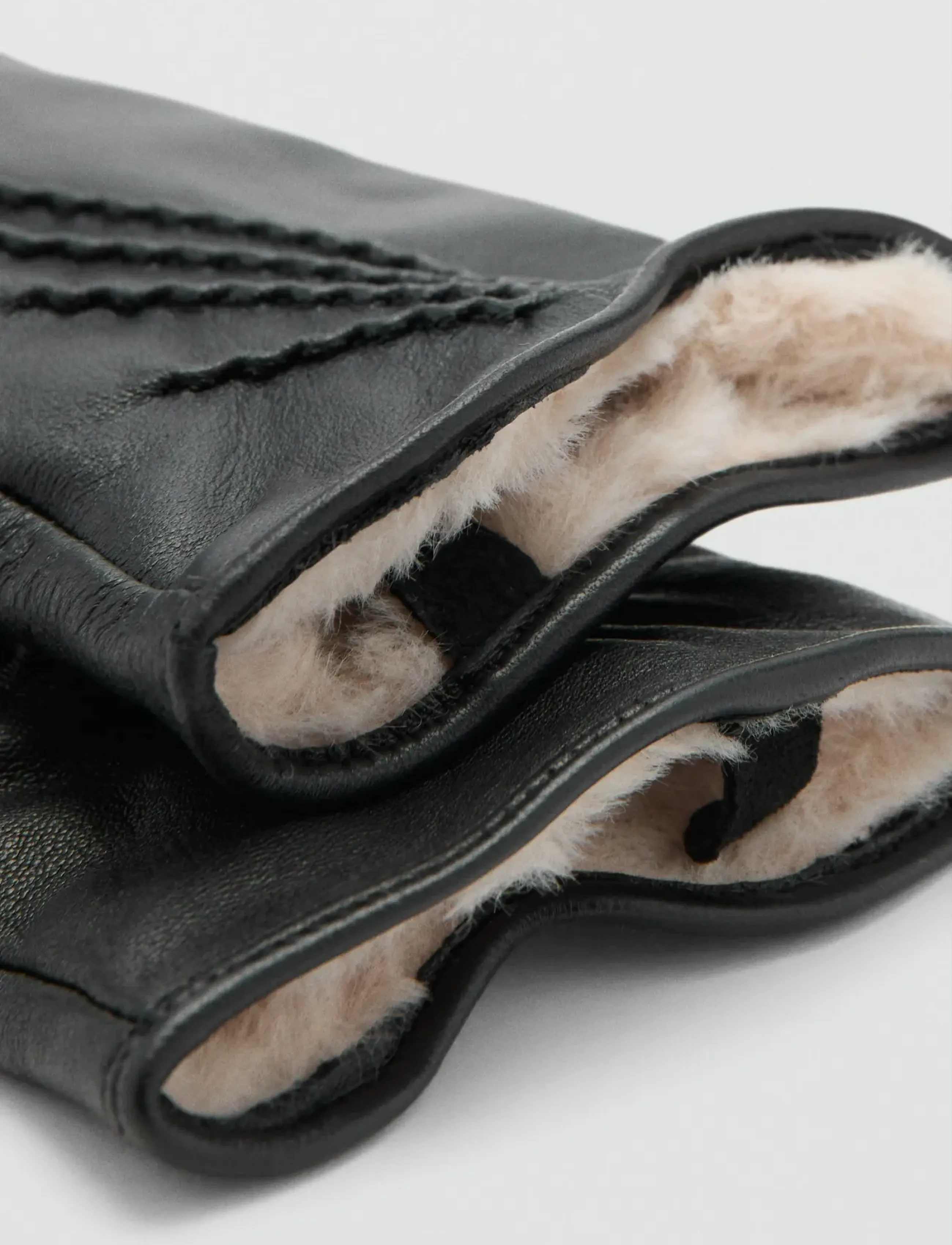 Mango Leather Gloves, S, Schwarz - Finger Frauen