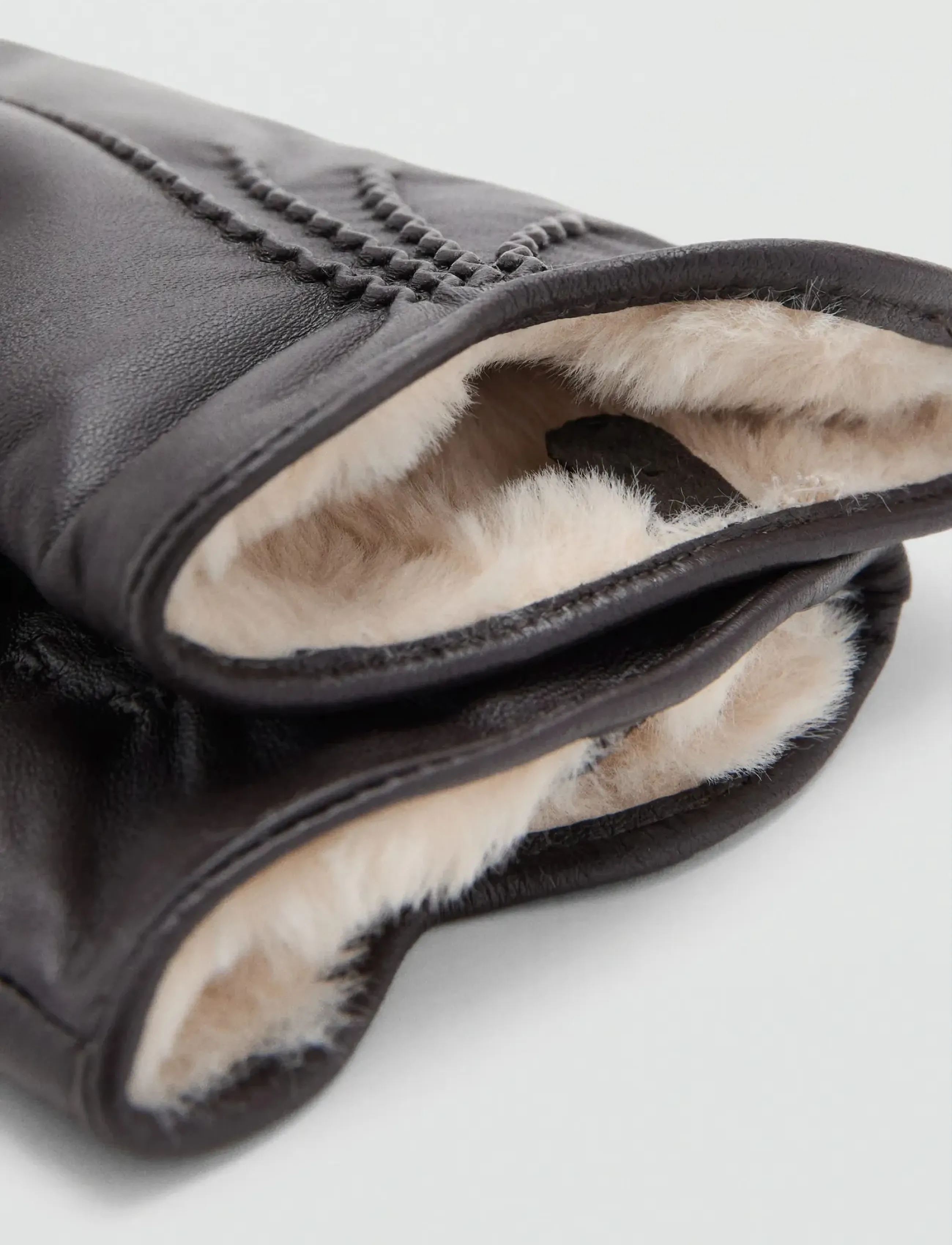 Mango Leather Gloves, S, Brown, Handsker > Fingerhandsker, Dame