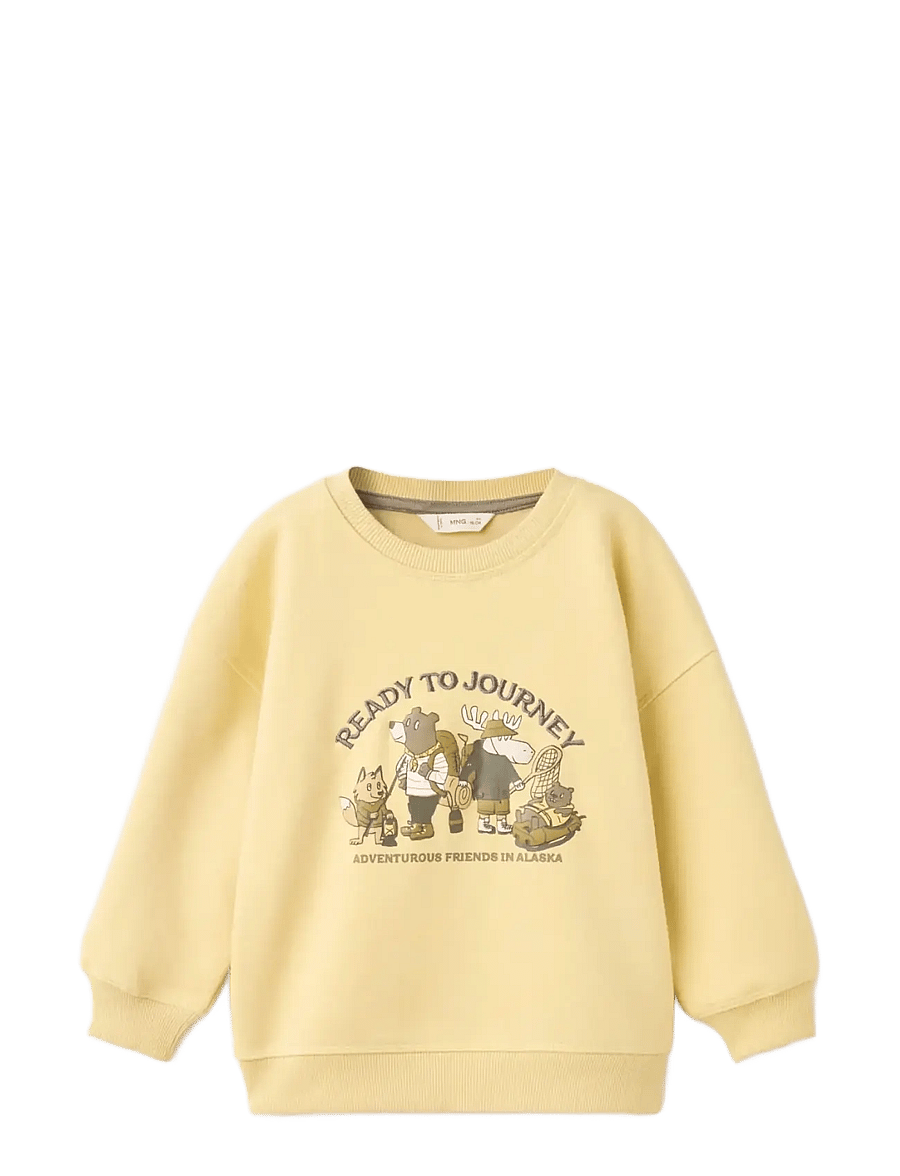 Mango - Printed embroidered sweatshirt - collegepaidat - yellow - 1