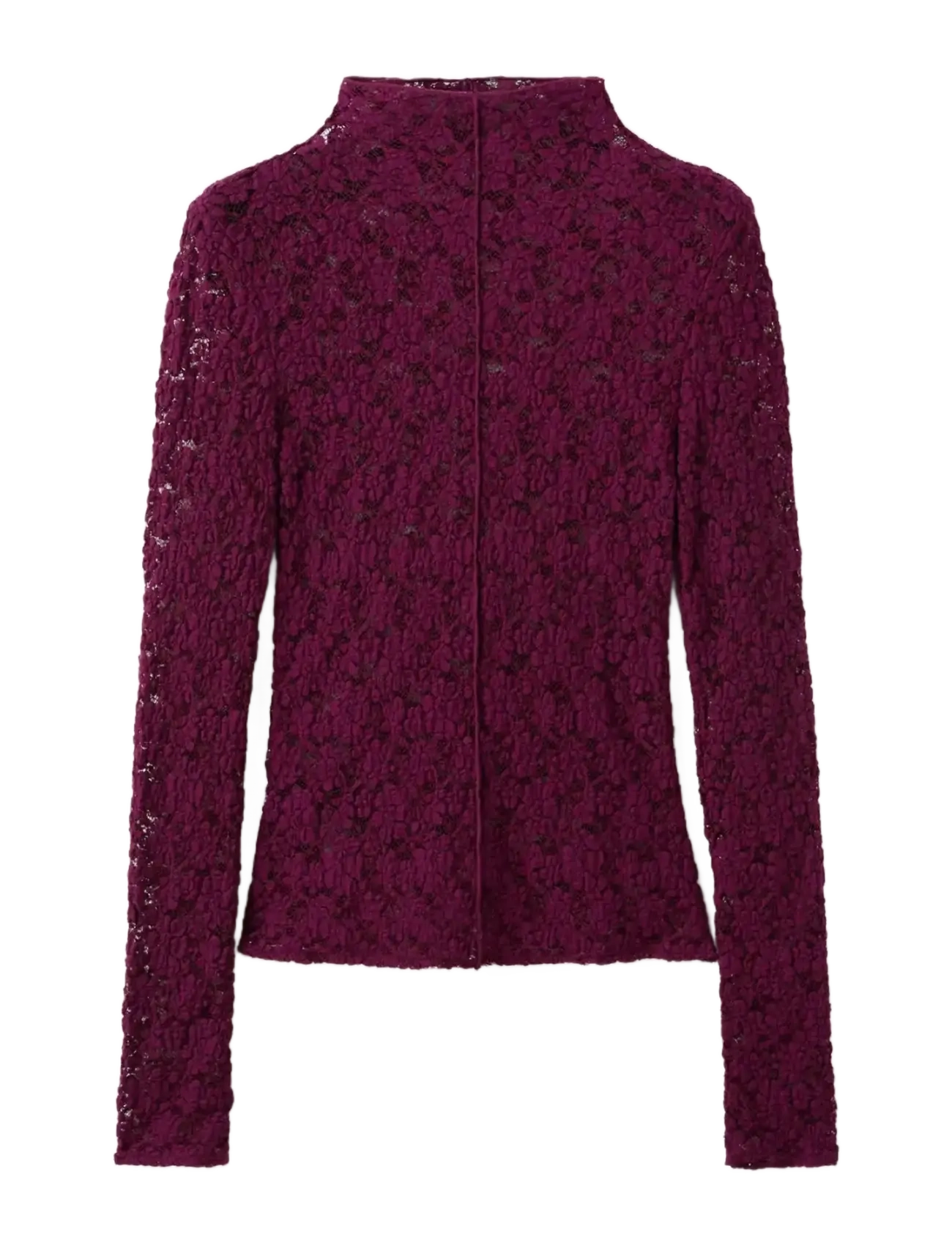 Lace top with perkins collar - DARK RED